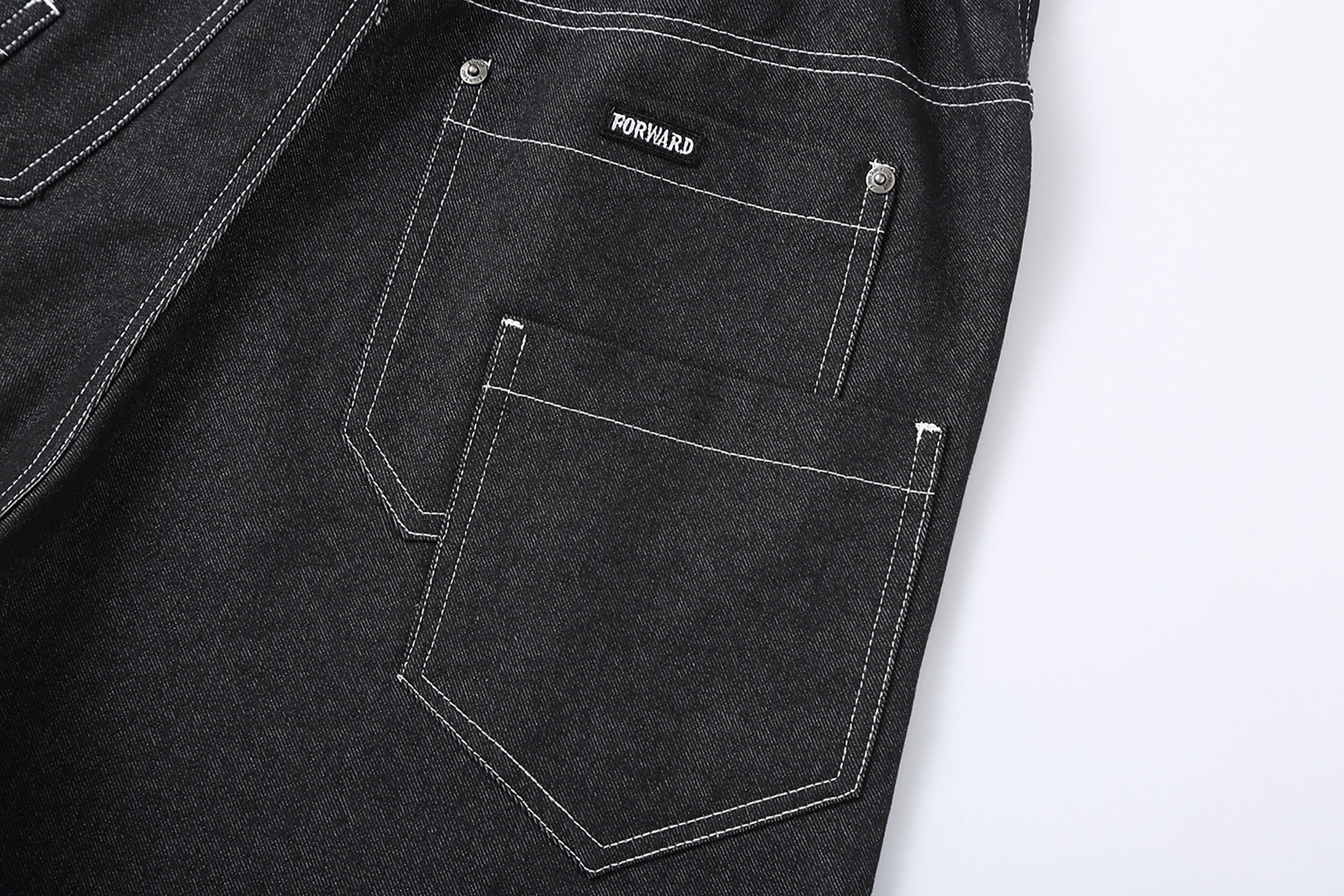 CLP Retro Double-Knee Fold Hem Raw Jeans-Jeans-M-Free Shipping Leatheretro