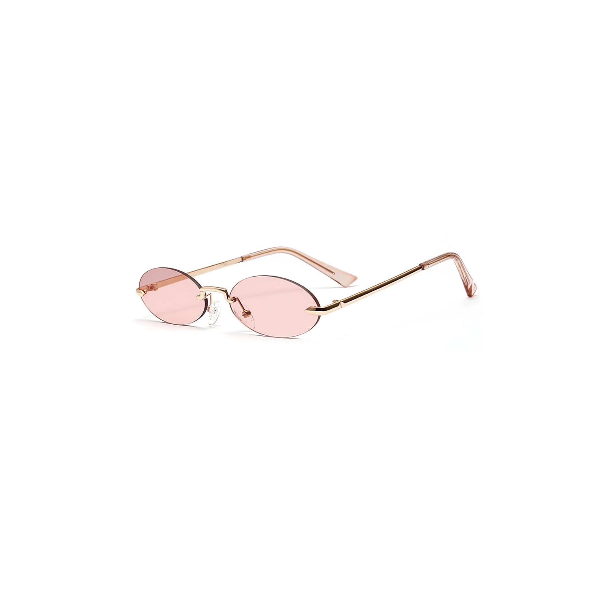 DAMAGE ASIA Oval Rimless Translucent Sunglasses-Sunglasses-Pink-Free Shipping Leatheretro