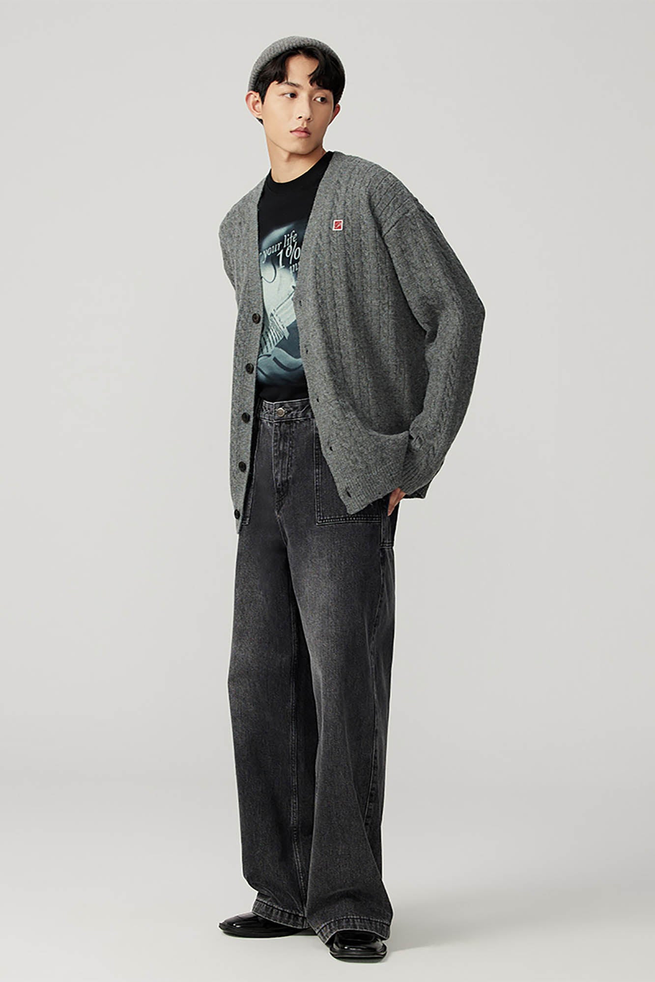 OPICLOTH Cable-Knit V-Neck Button-Up Cardigan-Jacket-XS-Pink-Free Shipping Leatheretro