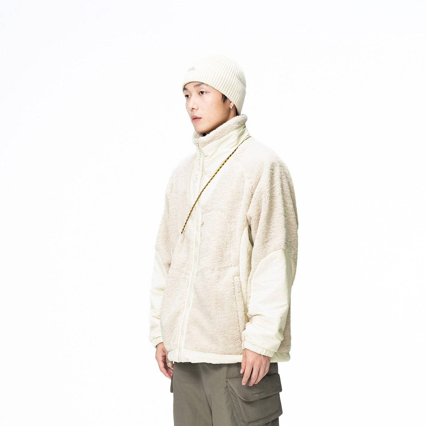 ENSHADOWER Spliced High-Collar Fleece Jacket-Jacket-S-Brown-Free Shipping Leatheretro