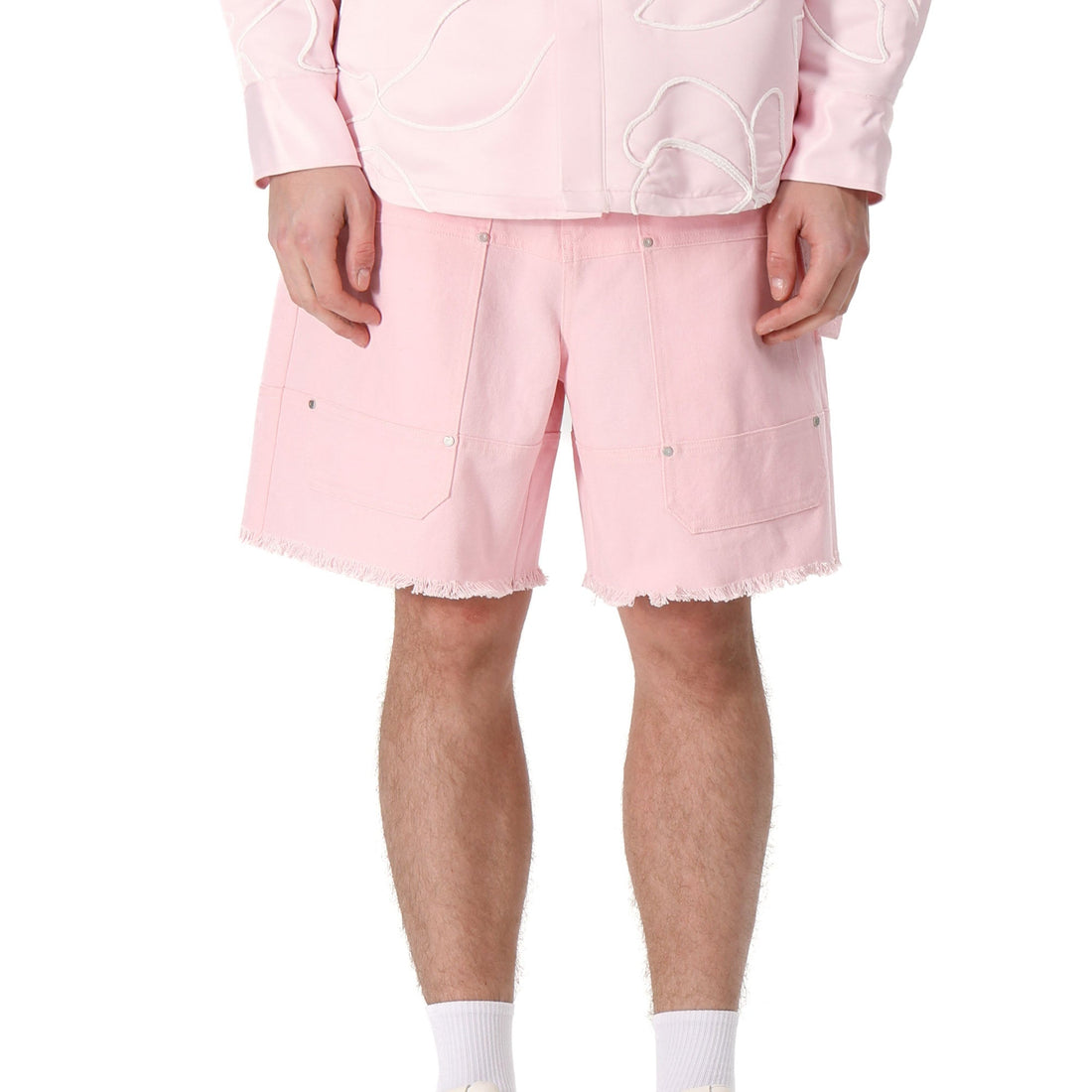 VANN VALRENCE Belt Raw-Edge Cotton Shorts-Shorts-S-Free Shipping Leatheretro