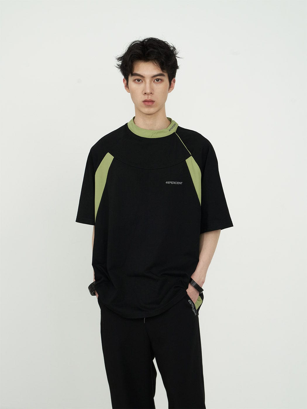 49PERCENT Hook & Loop Raglan T-Shirt-T Shirt-XS-Black-Free Shipping Leatheretro