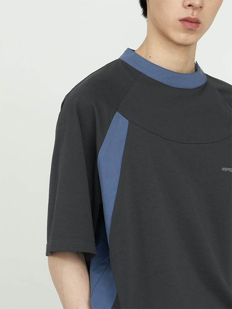 49PERCENT Hook & Loop Raglan T-Shirt-T Shirt-XS-Black-Free Shipping Leatheretro