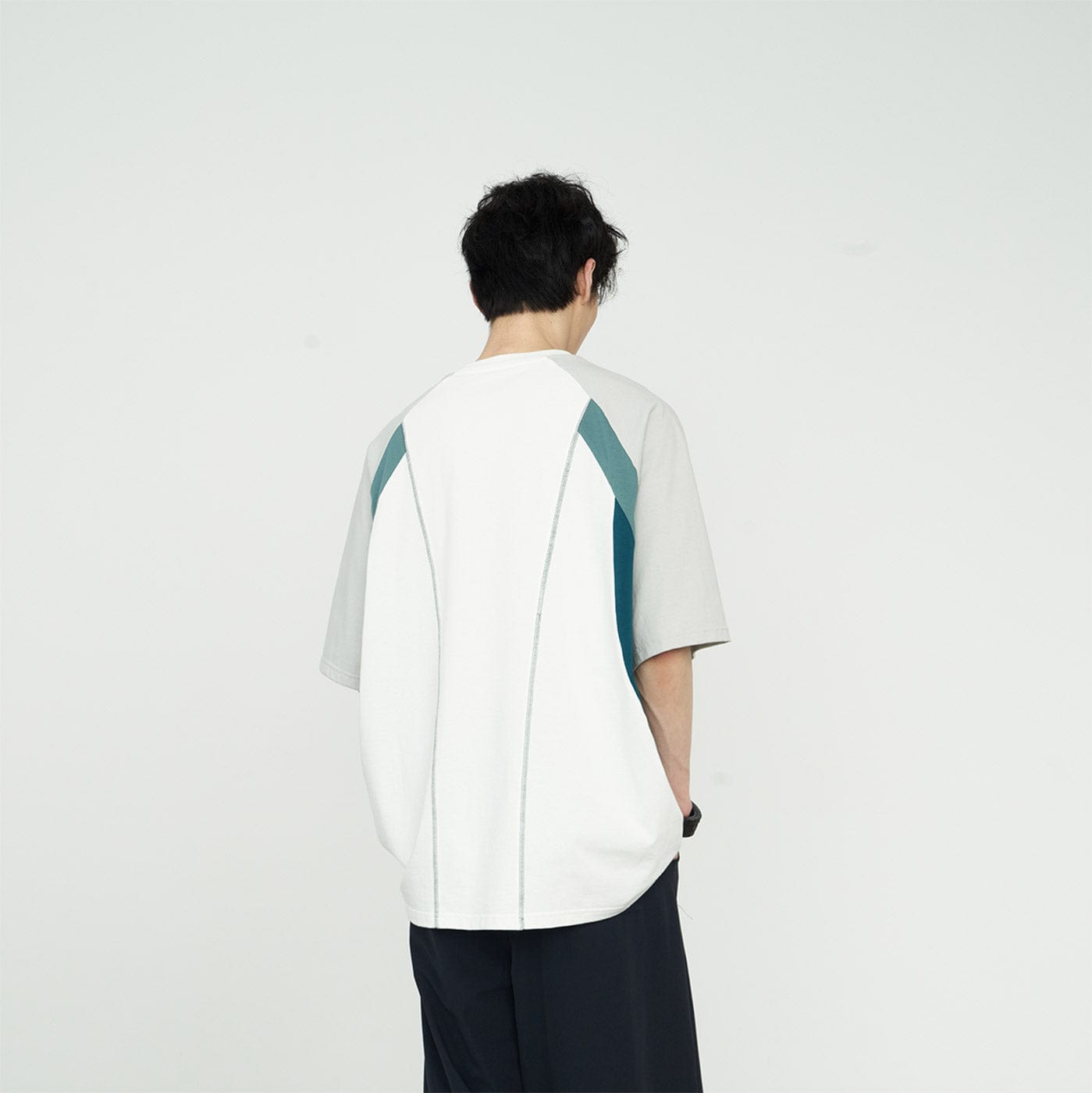 49PERCENT Contrast Spliced T-Shirt (Only Size M Left)-T Shirt-XS-Free Shipping Leatheretro