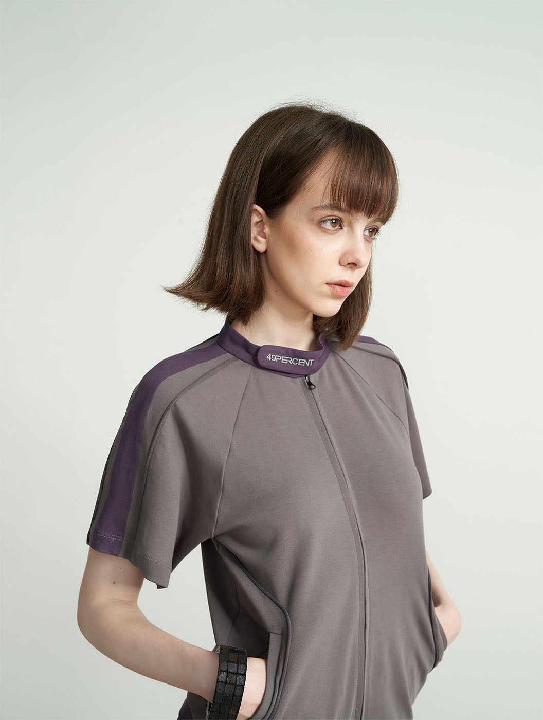 49PERCENT Hook & Loop Zip-up Cycling T-Shirt-T Shirt-S-Free Shipping Leatheretro