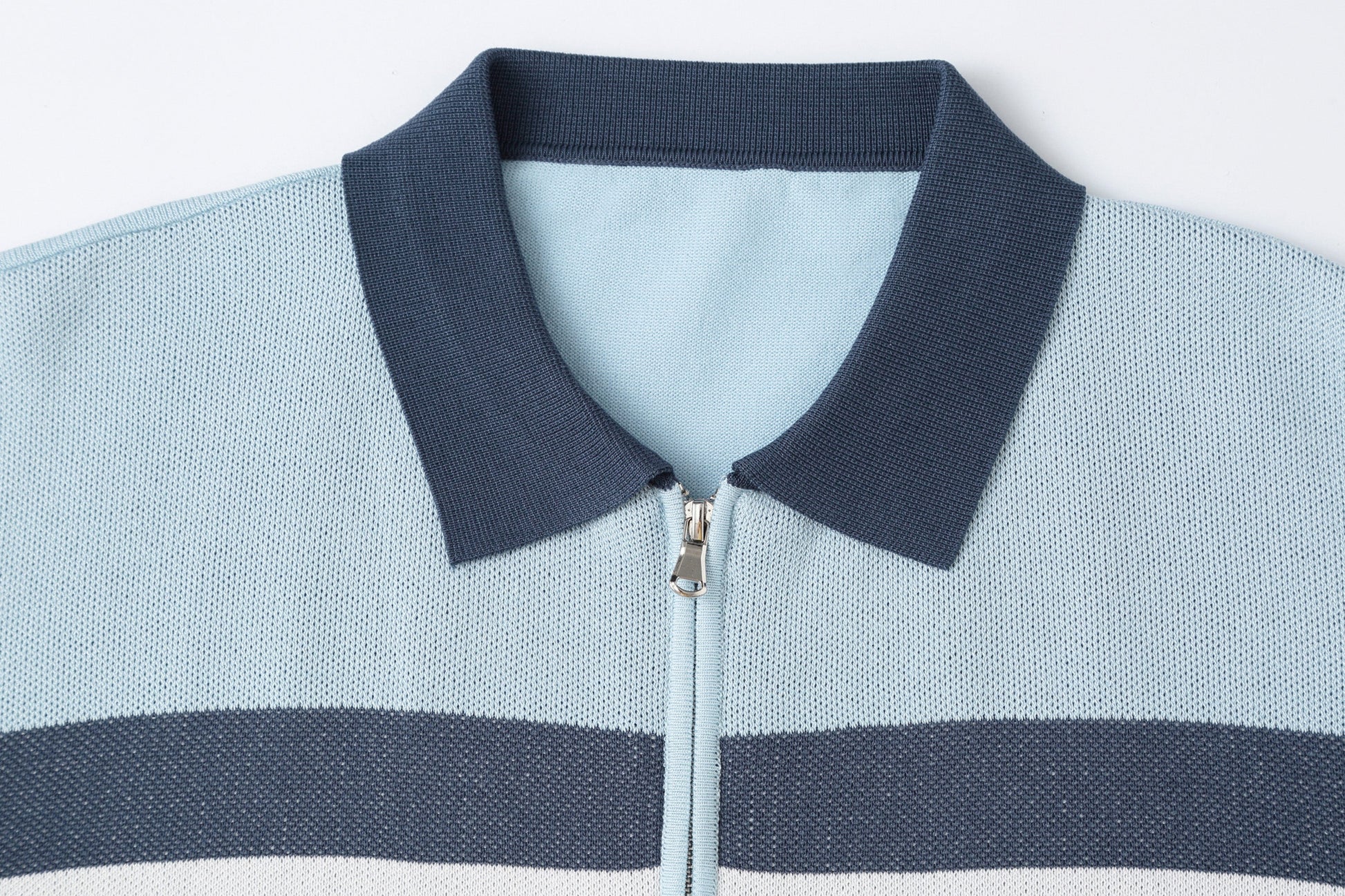 CLP Contrast Collar Zip-Up Knit Tee-T Shirt-M-Free Shipping Leatheretro