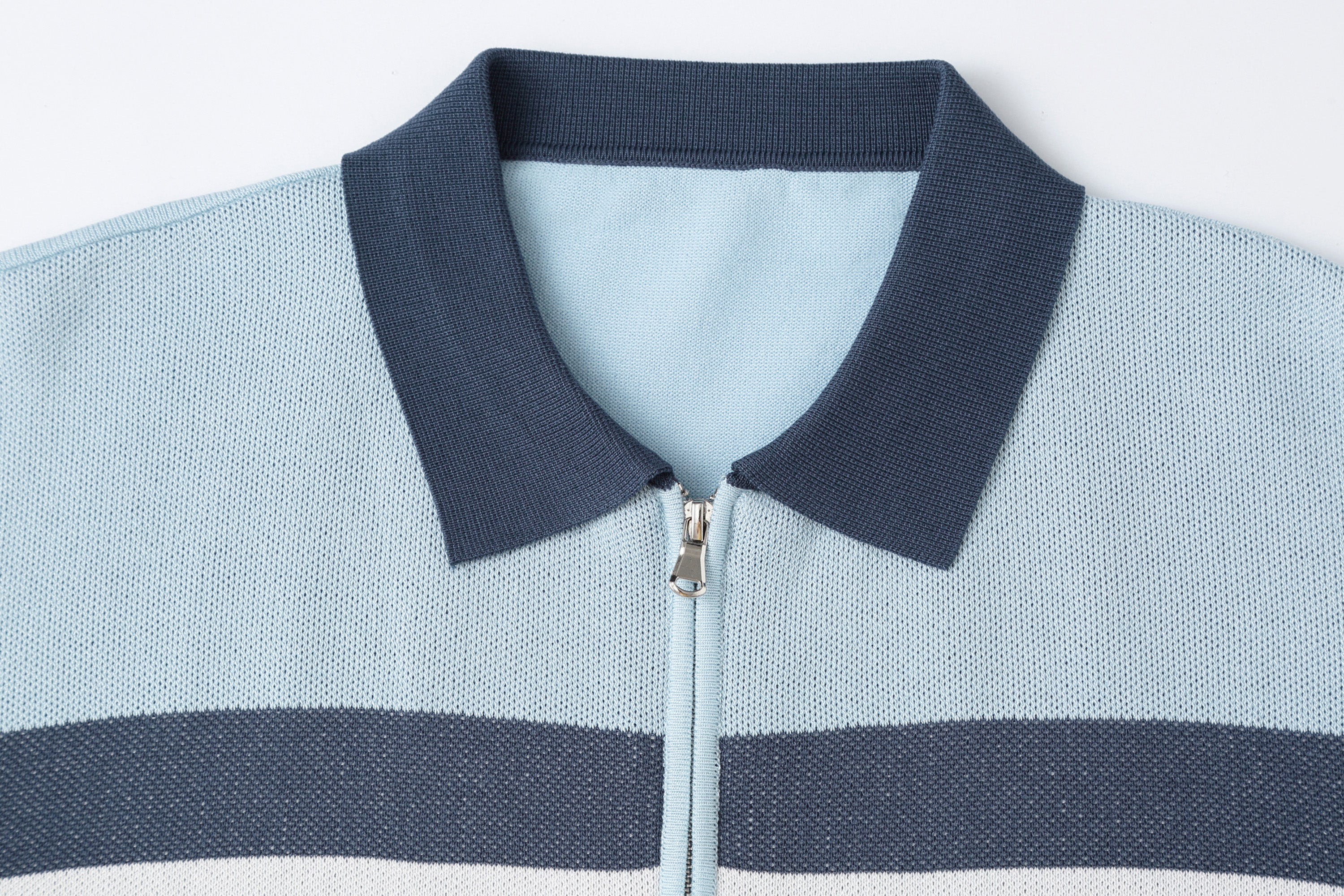 CLP Contrast Collar Zip-Up Knit Tee-T Shirt-M-Free Shipping Leatheretro