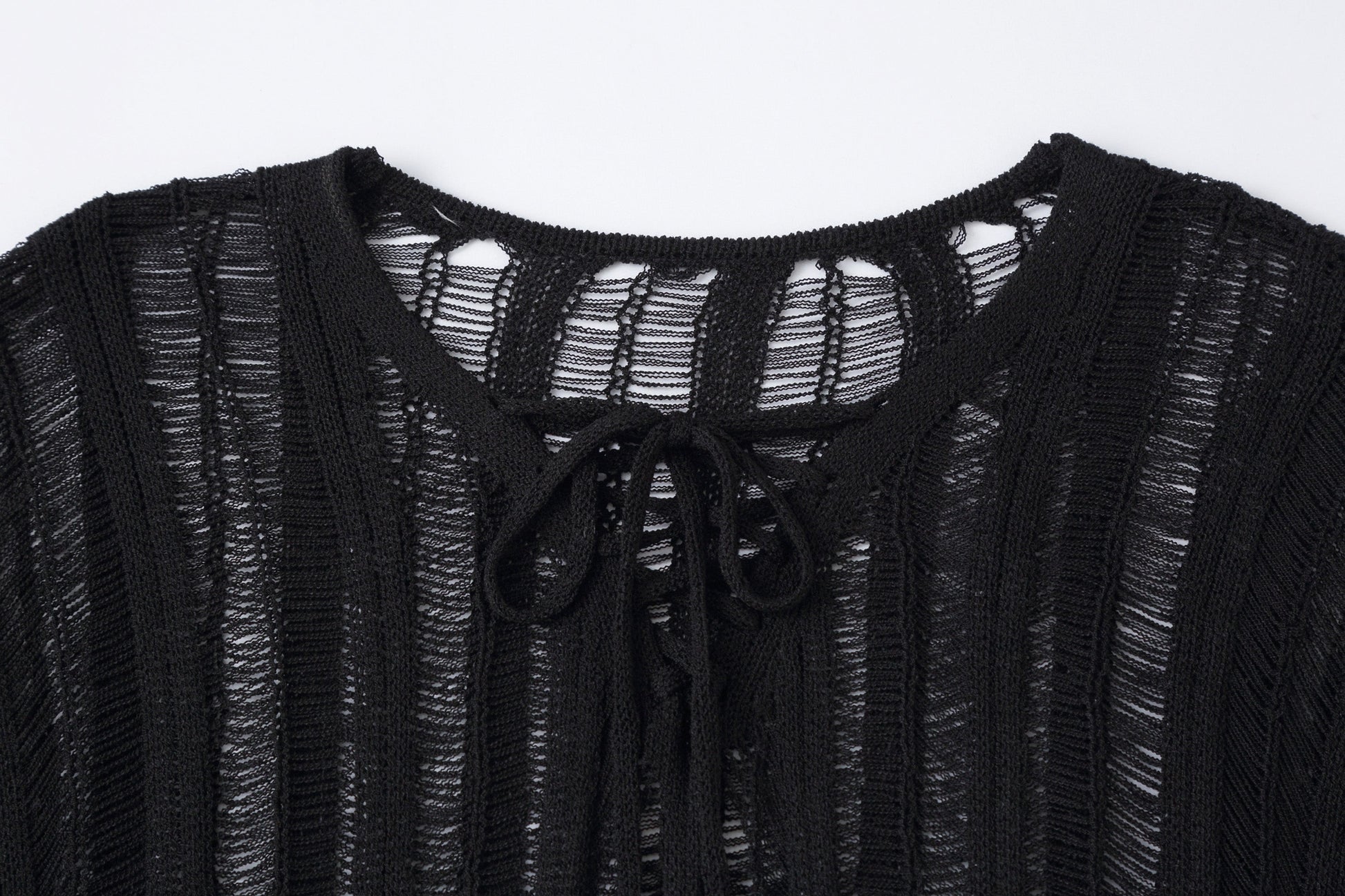 CLP Sheer Striped Open-Knit Sweater-Sweater-S-Black-Free Shipping Leatheretro