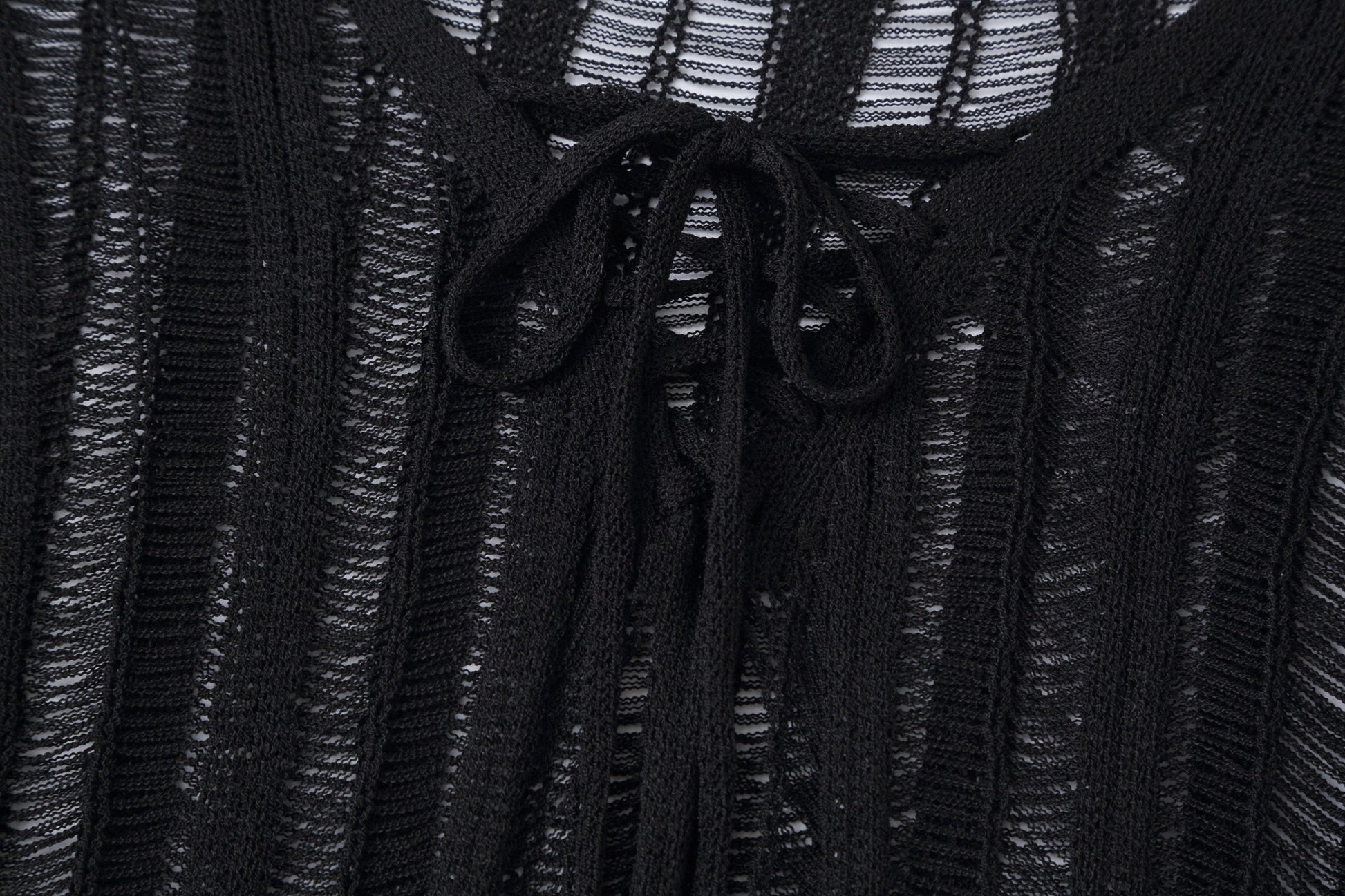 CLP Sheer Striped Open-Knit Sweater-Sweater-S-Black-Free Shipping Leatheretro