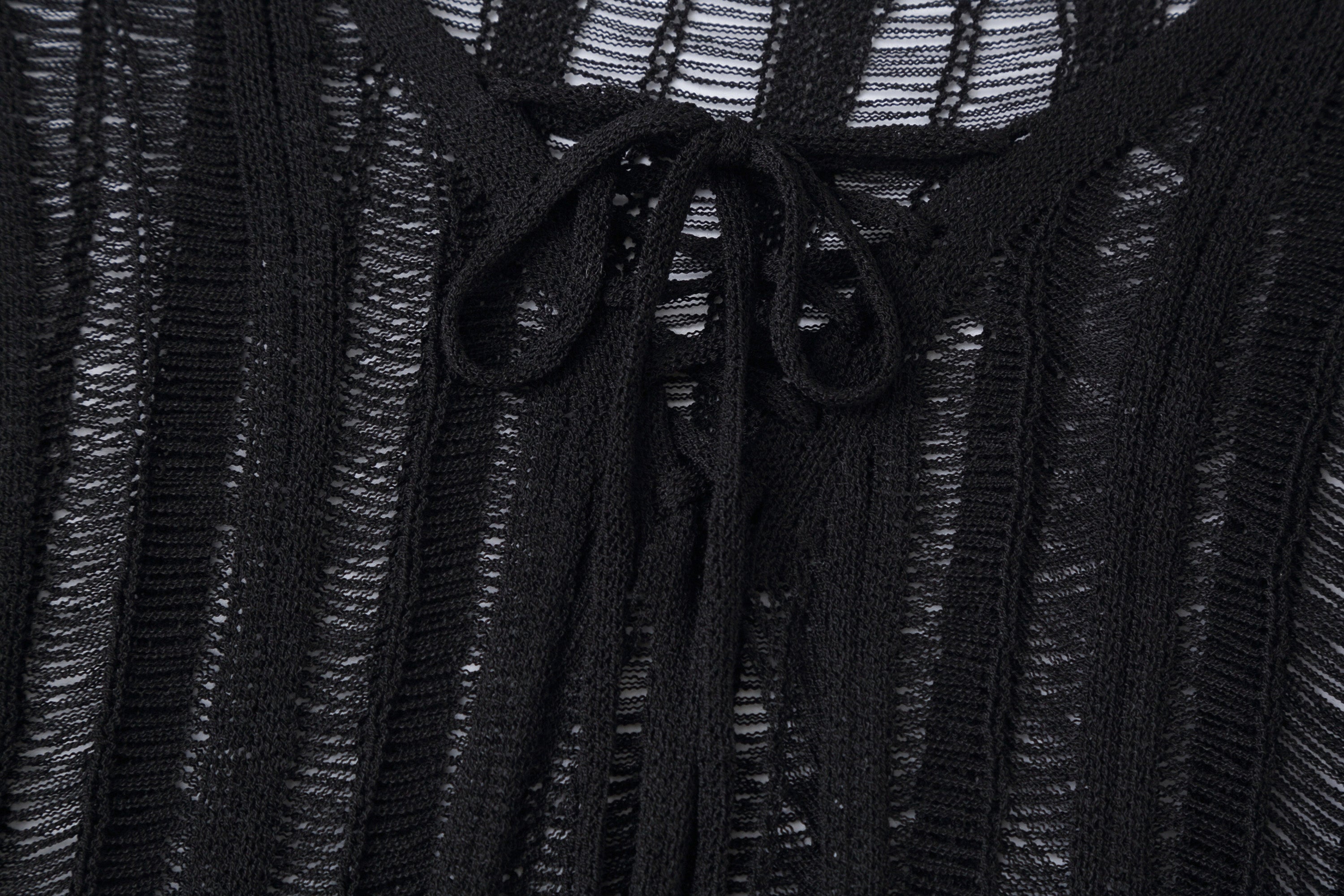 CLP Sheer Striped Open-Knit Sweater-Sweater-S-Black-Free Shipping Leatheretro