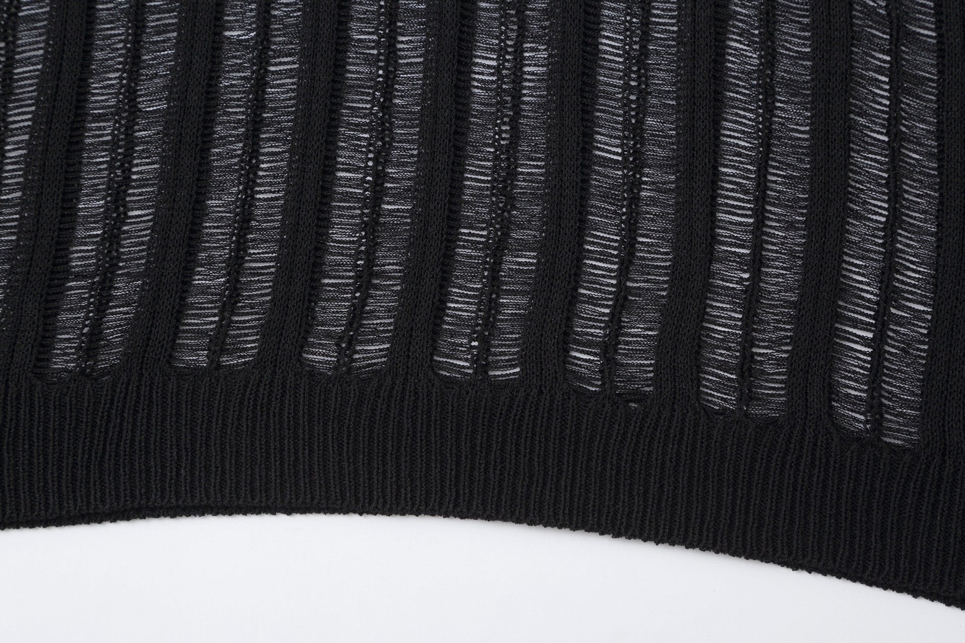 CLP Sheer Striped Open-Knit Sweater-Sweater-S-Black-Free Shipping Leatheretro