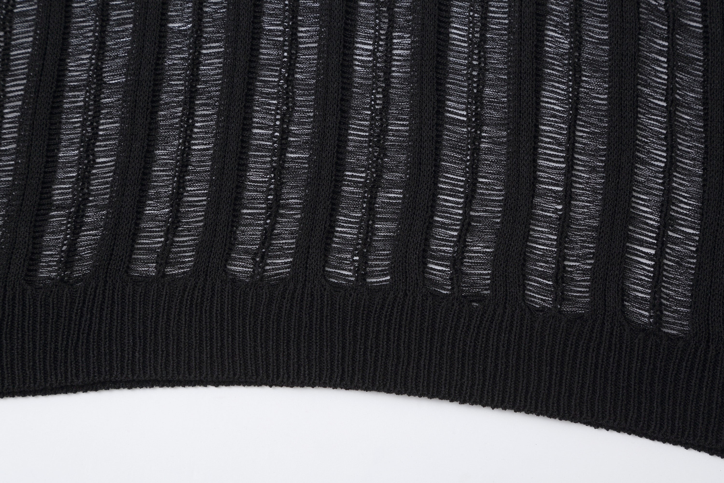 CLP Sheer Striped Open-Knit Sweater-Sweater-S-Black-Free Shipping Leatheretro