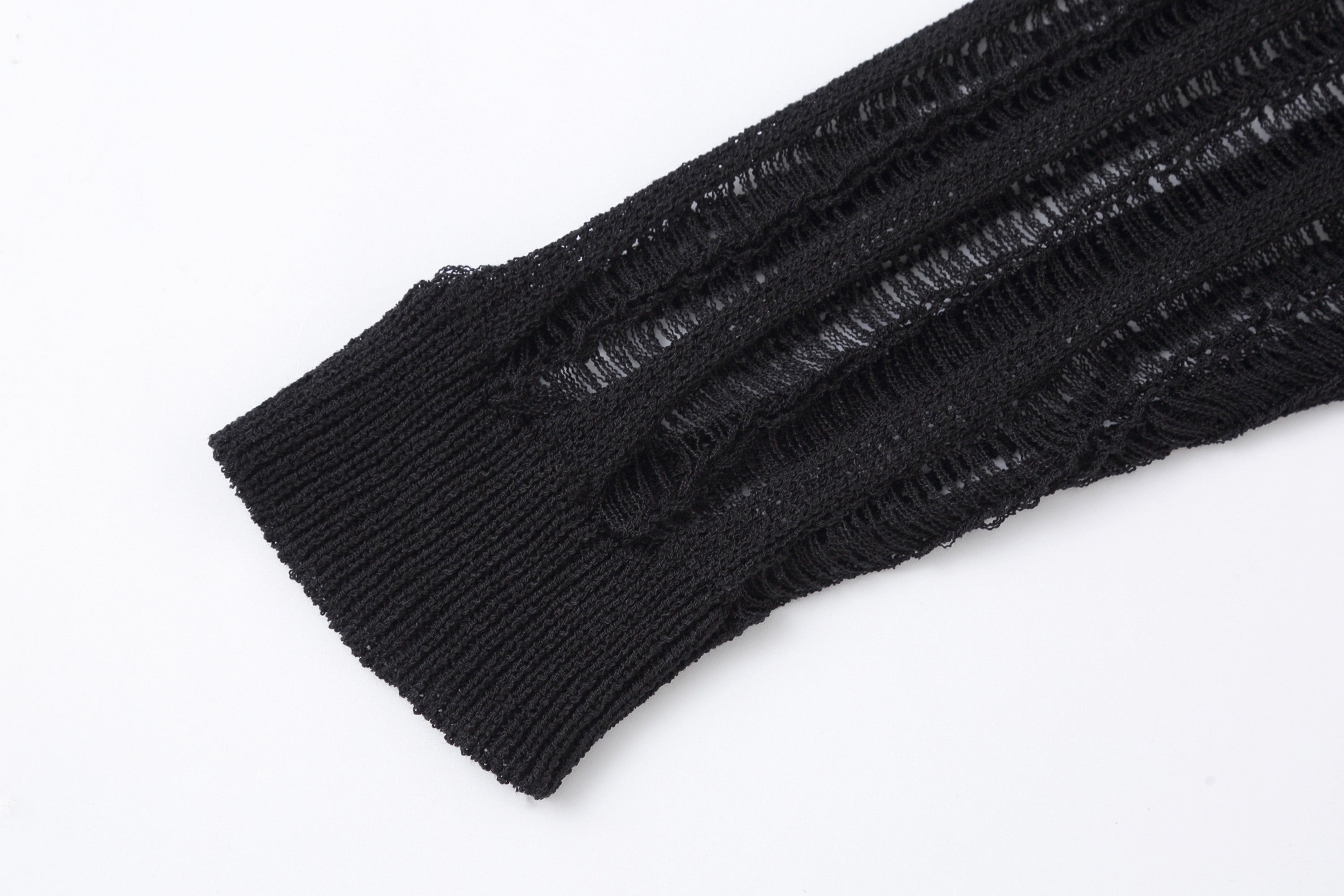 CLP Sheer Striped Open-Knit Sweater-Sweater-S-Black-Free Shipping Leatheretro