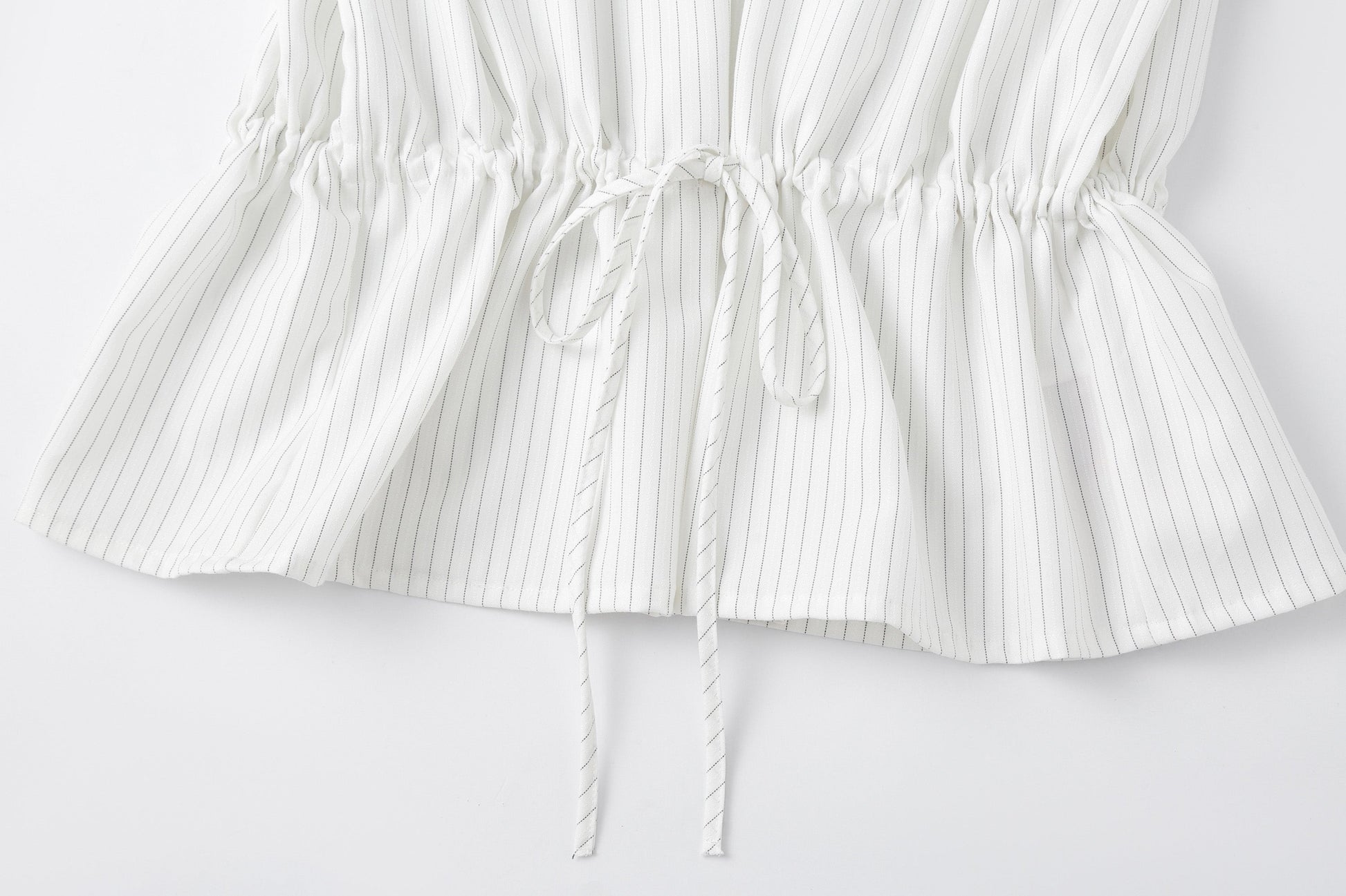 CLP Drawstring Waist Striped V-Neck Shirt-Shirt-M-Free Shipping Leatheretro