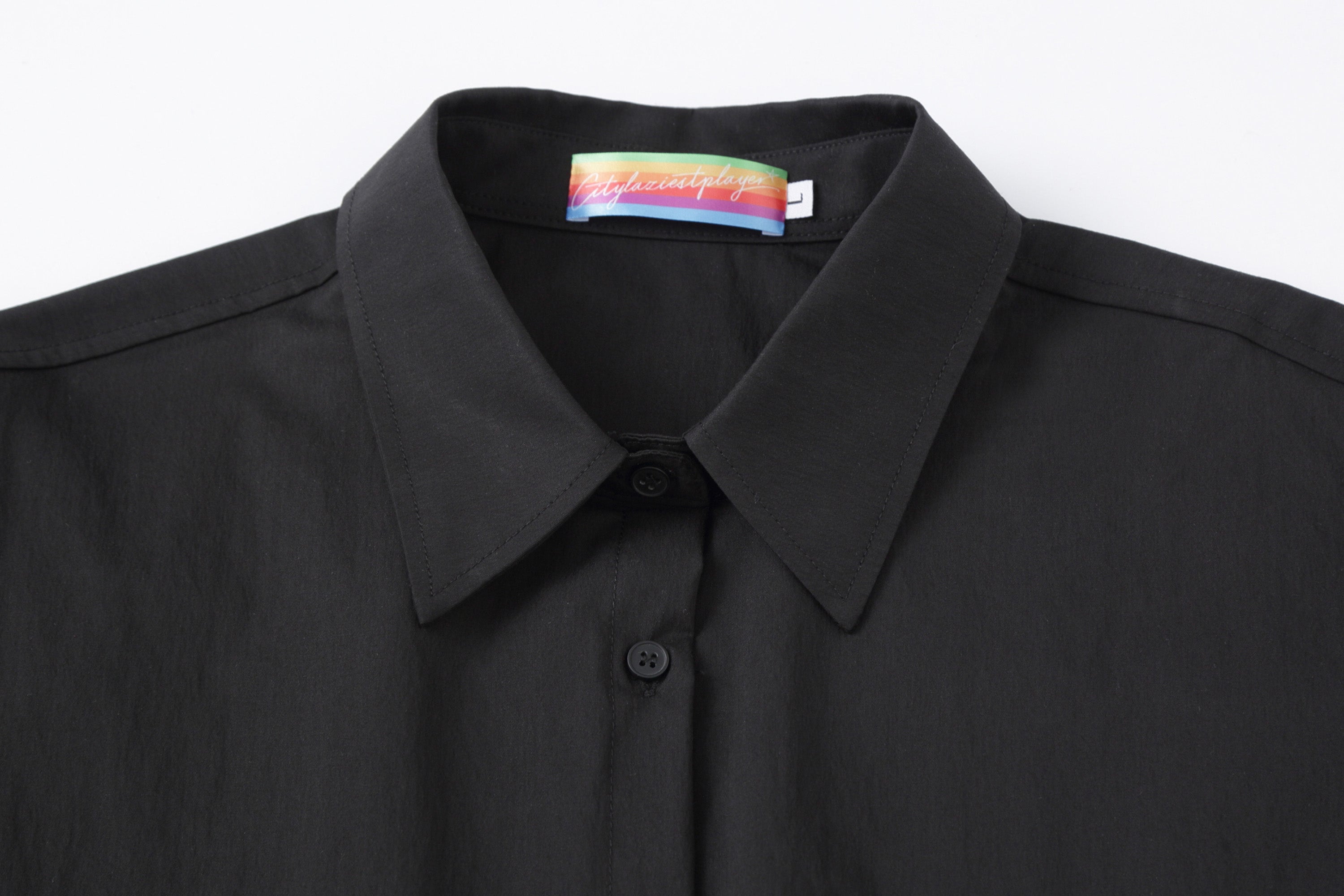 CLP Tailored Waist-Cinched Shirt-Shirt-S-Black-Free Shipping Leatheretro
