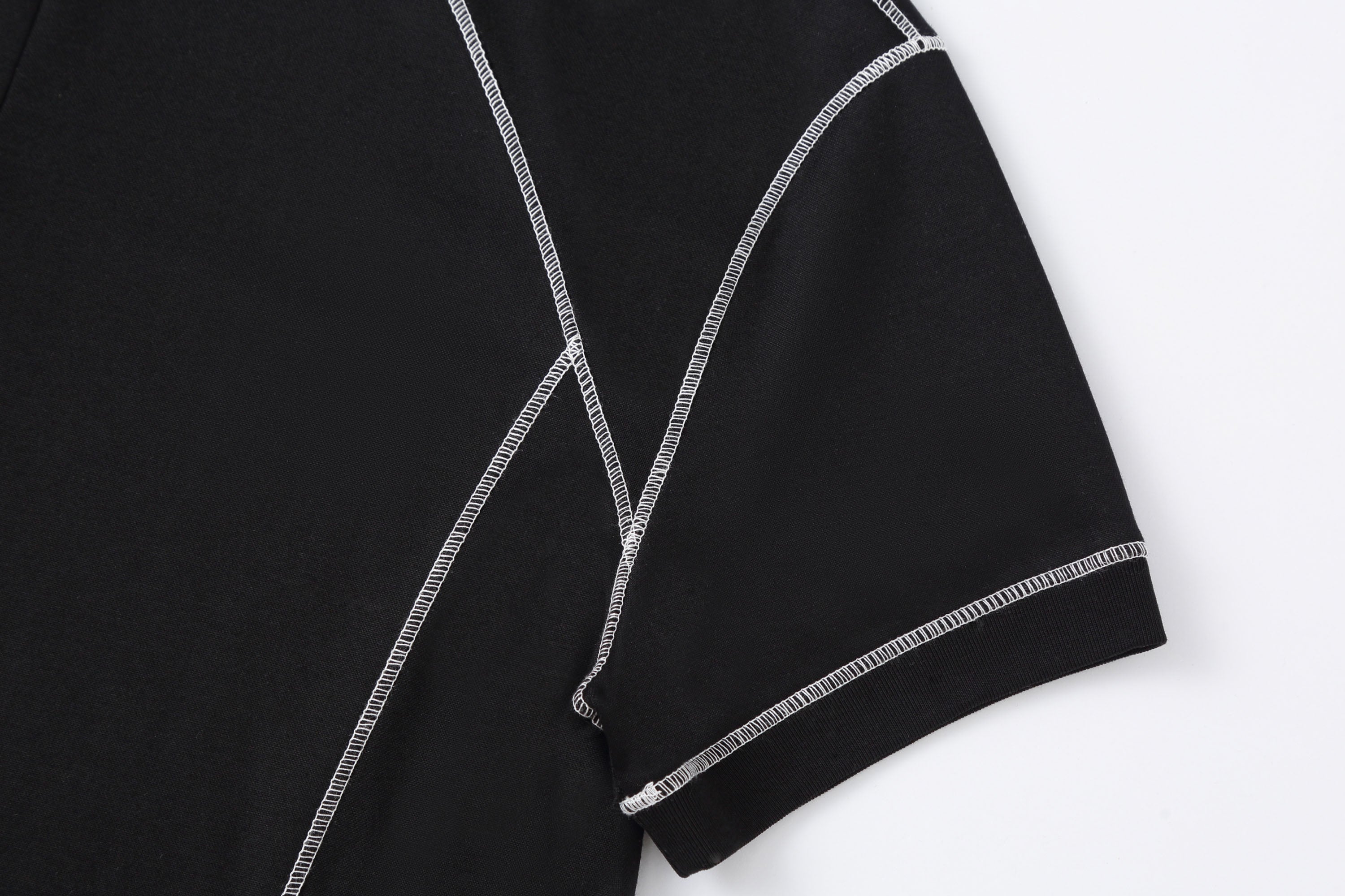 CLP Contrast Stitch Zip-Neck Tee-L/S Tee-M (Preorder)-Free Shipping Leatheretro