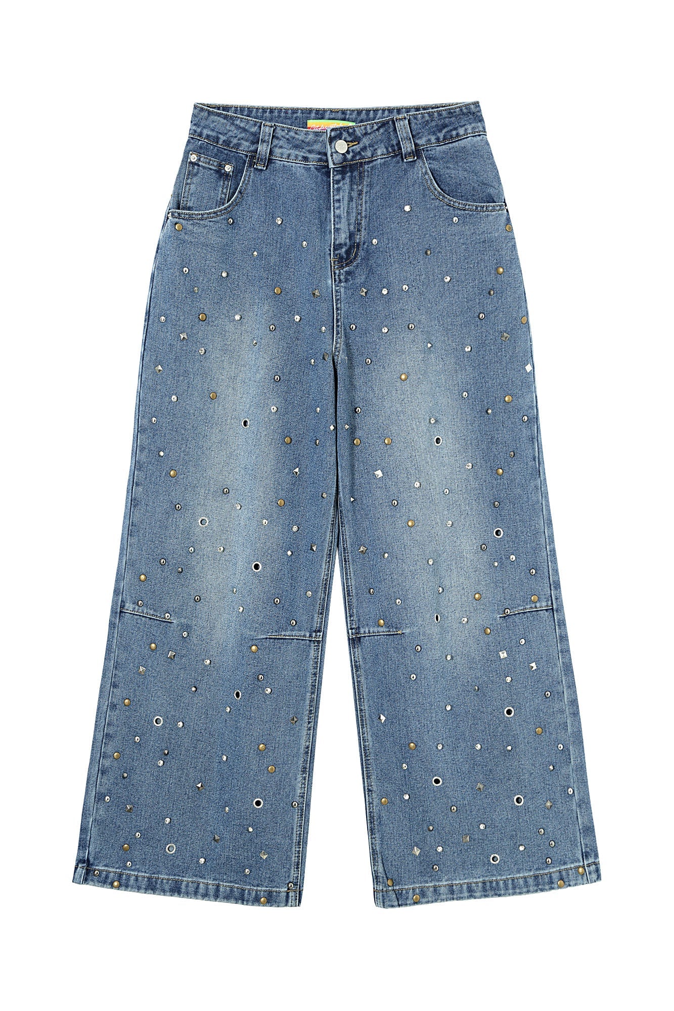 CLP Diamond Studded Wide-Leg Jeans-Jeans-M-Free Shipping Leatheretro