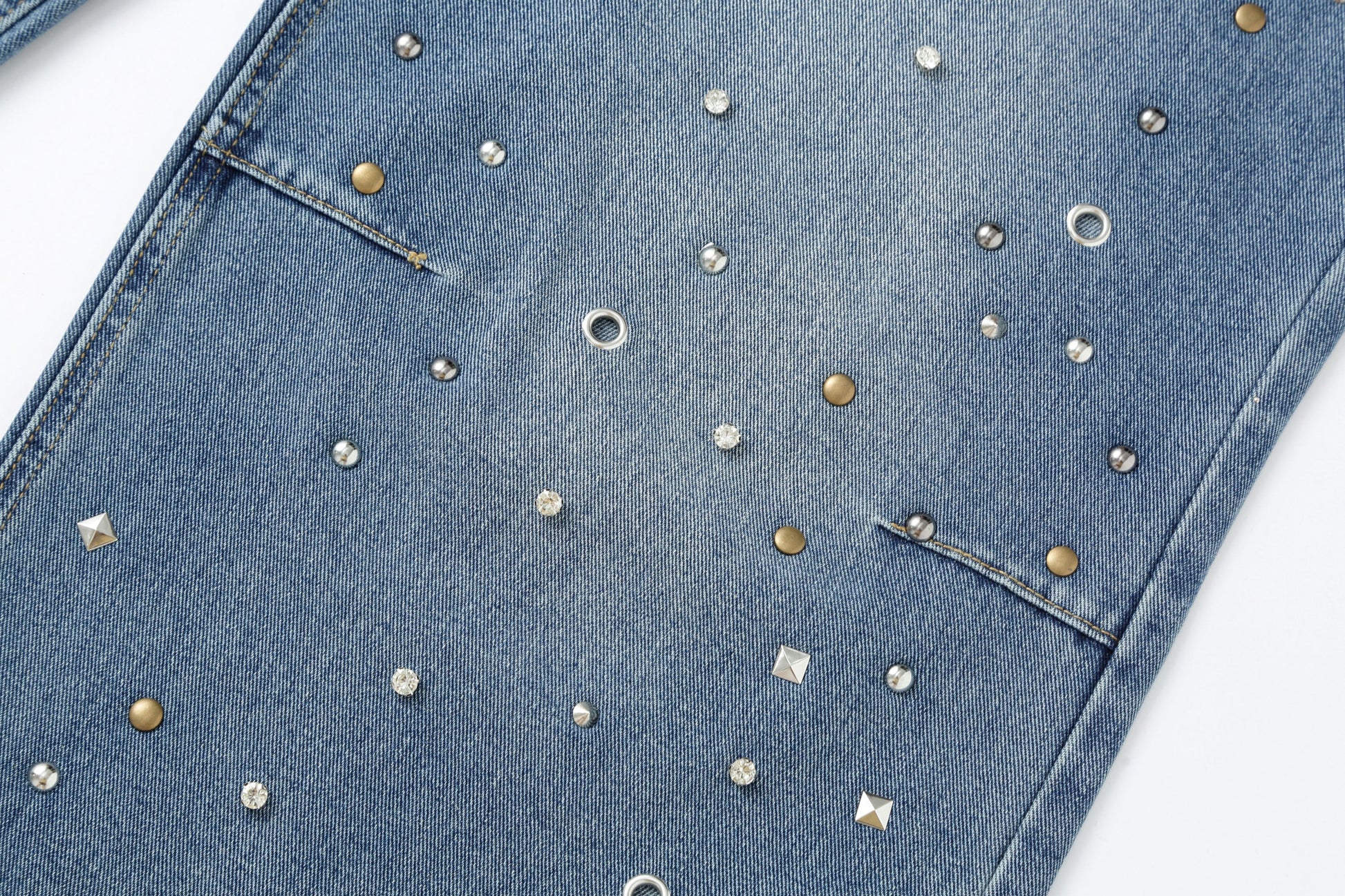CLP Diamond Studded Wide-Leg Jeans-Jeans-M-Free Shipping Leatheretro