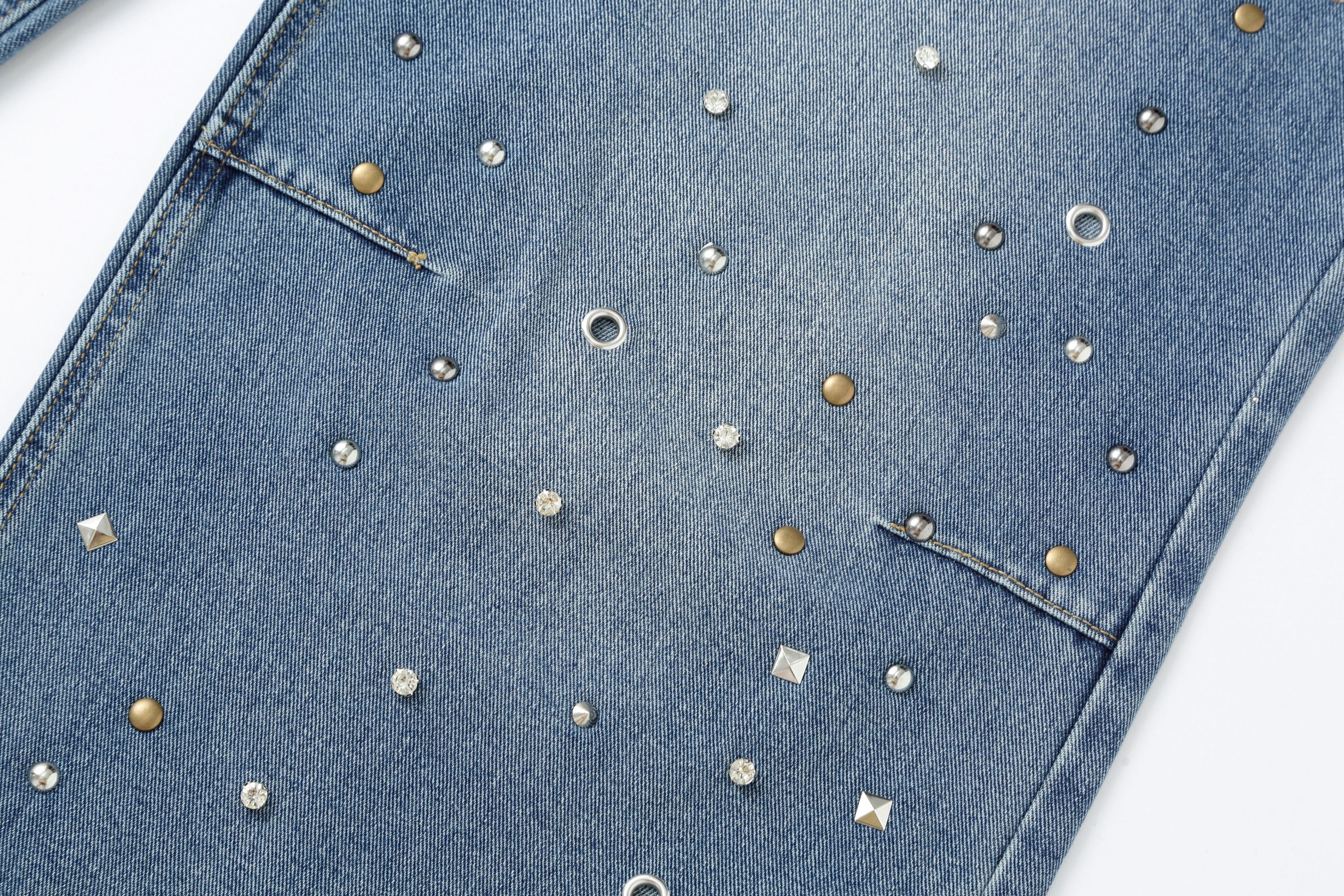CLP Diamond Studded Wide-Leg Jeans-Jeans-M-Free Shipping Leatheretro