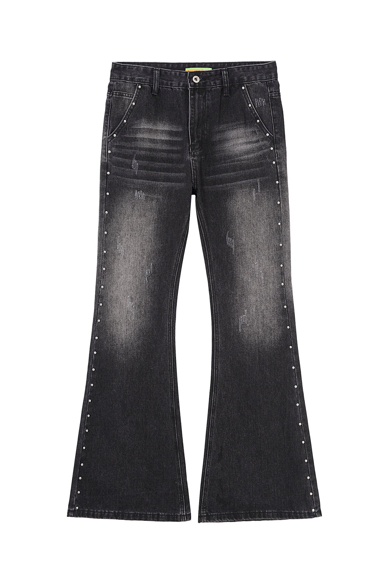 CLP Studded-Seam Flared Jeans-Jeans-S-Black-Free Shipping Leatheretro