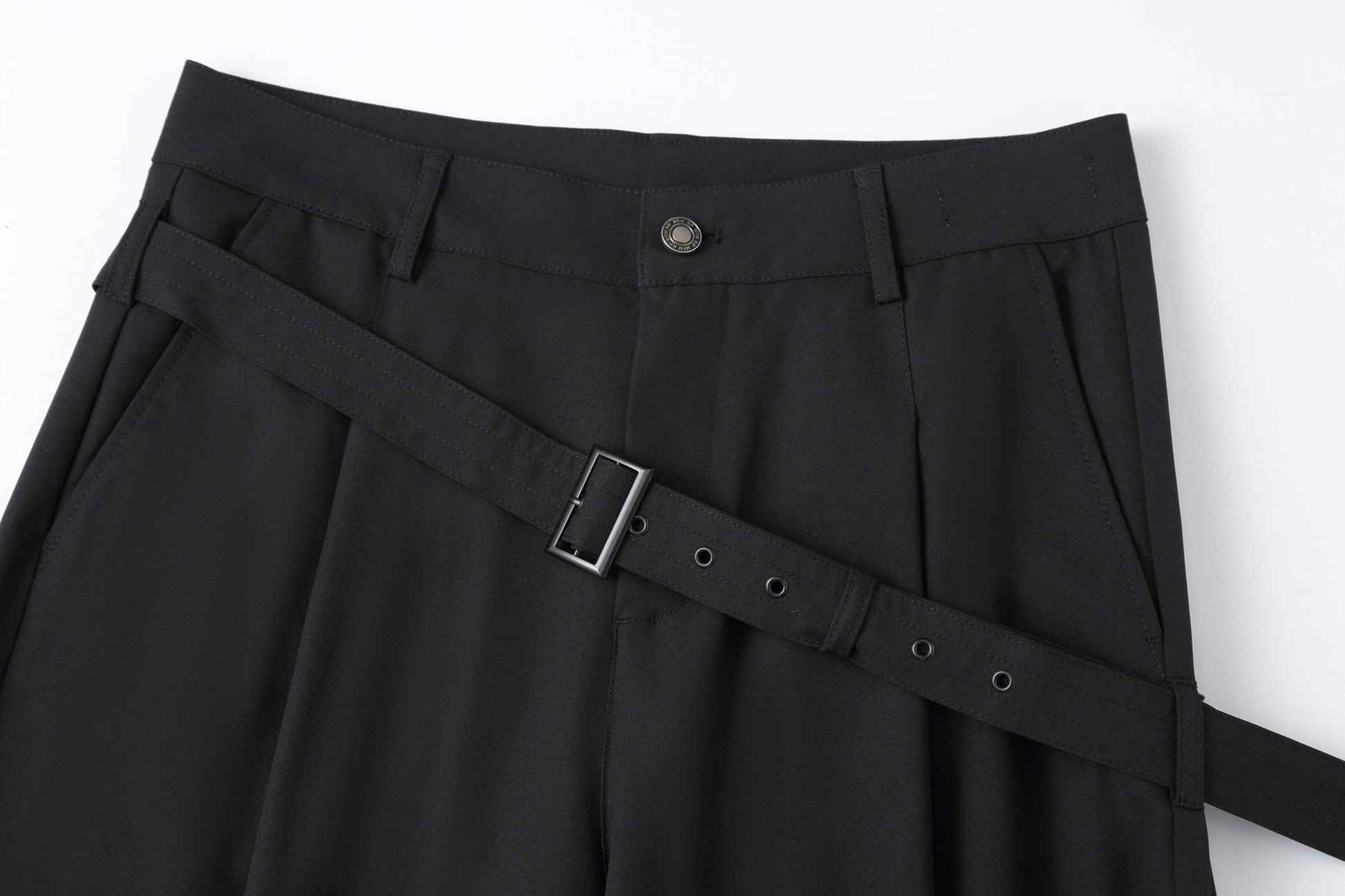 CLP Draped Wide-Leg Belted Pants-Pants-M-With waistband-Free Shipping Leatheretro