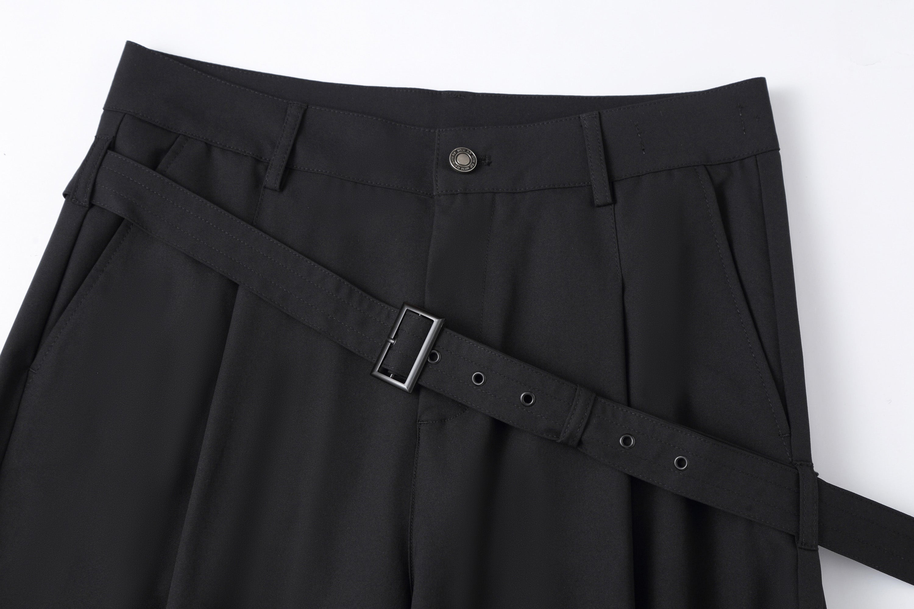 CLP Draped Wide-Leg Belted Pants-Pants-M-With waistband-Free Shipping Leatheretro