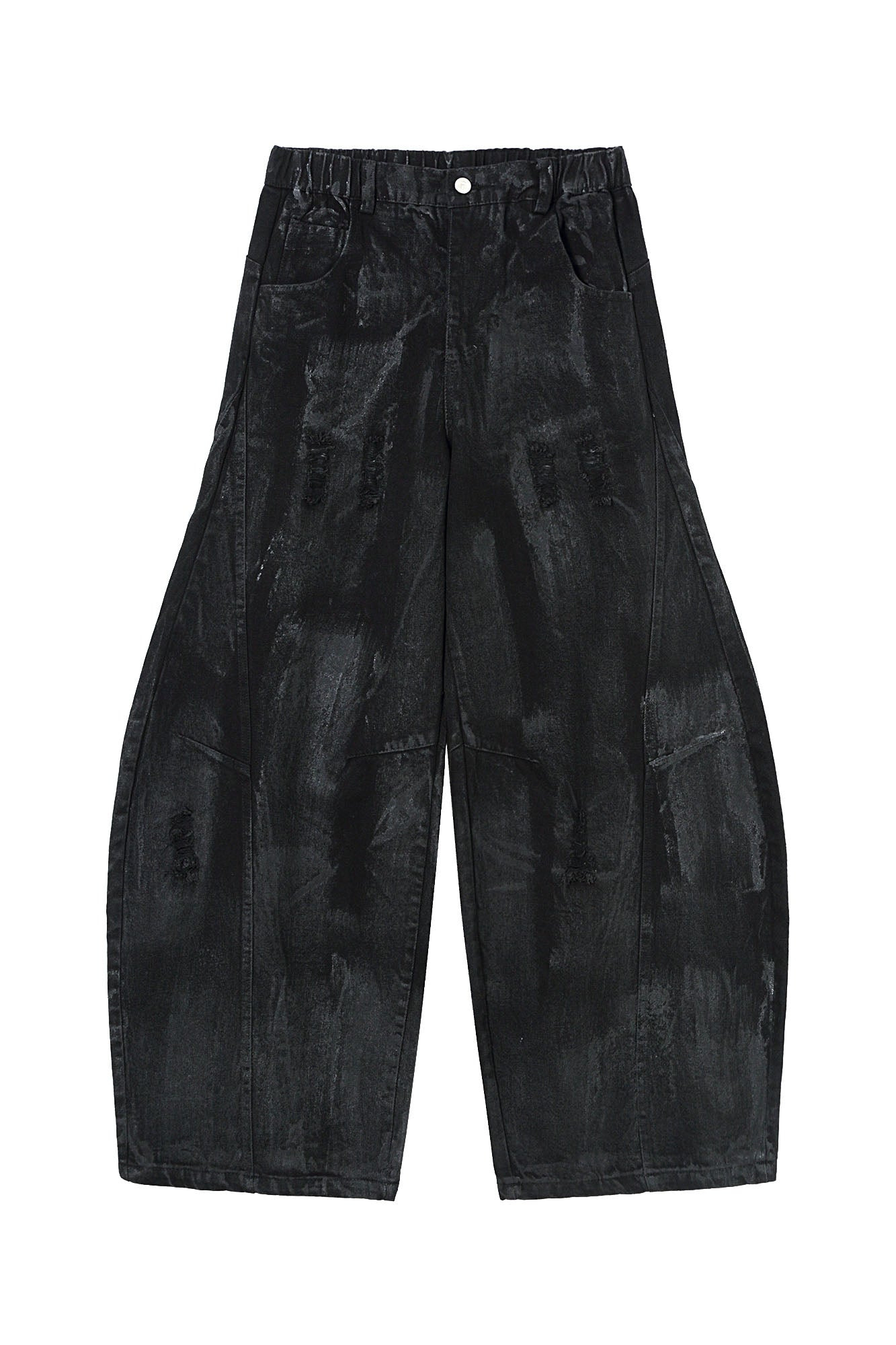 CLP Distressed Curved-Panel Oversized Jeans-Jeans-S-Free Shipping Leatheretro
