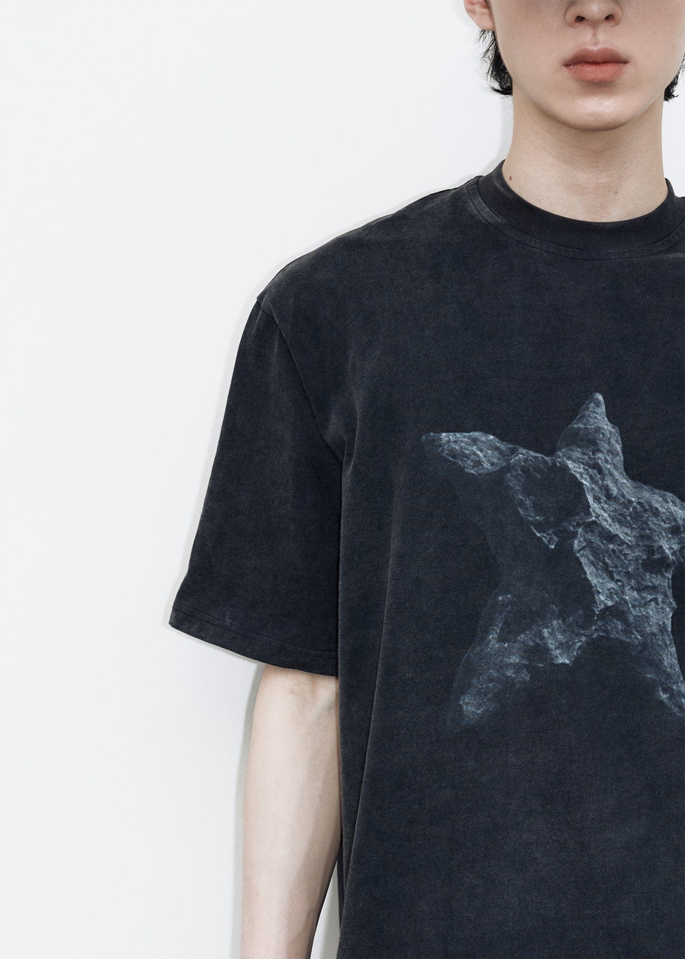49PERCENT Black Star Stone Washed T-Shirt-T Shirt-XS-Free Shipping Leatheretro