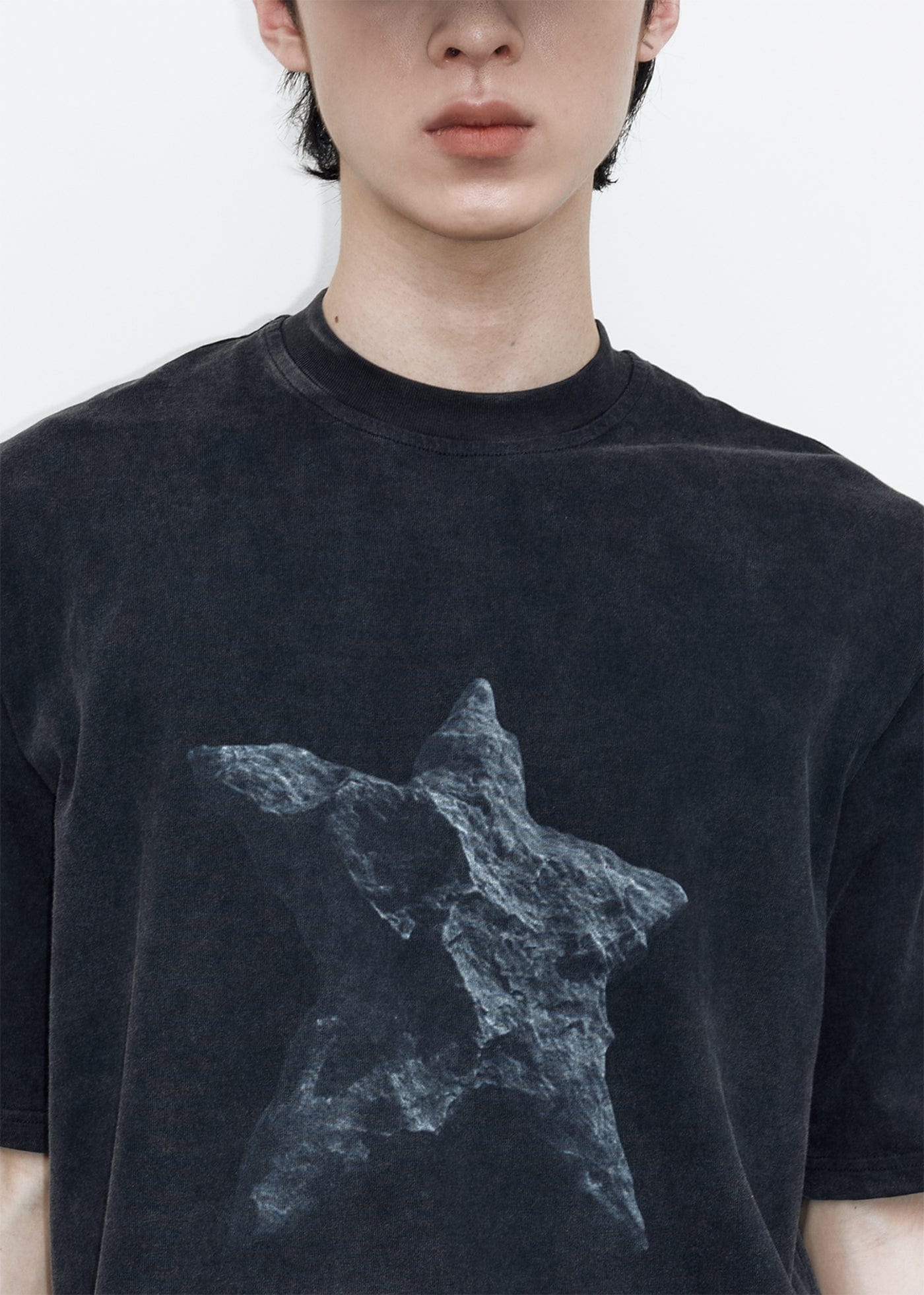 49PERCENT Black Star Stone Washed T-Shirt-T Shirt-XS-Free Shipping Leatheretro