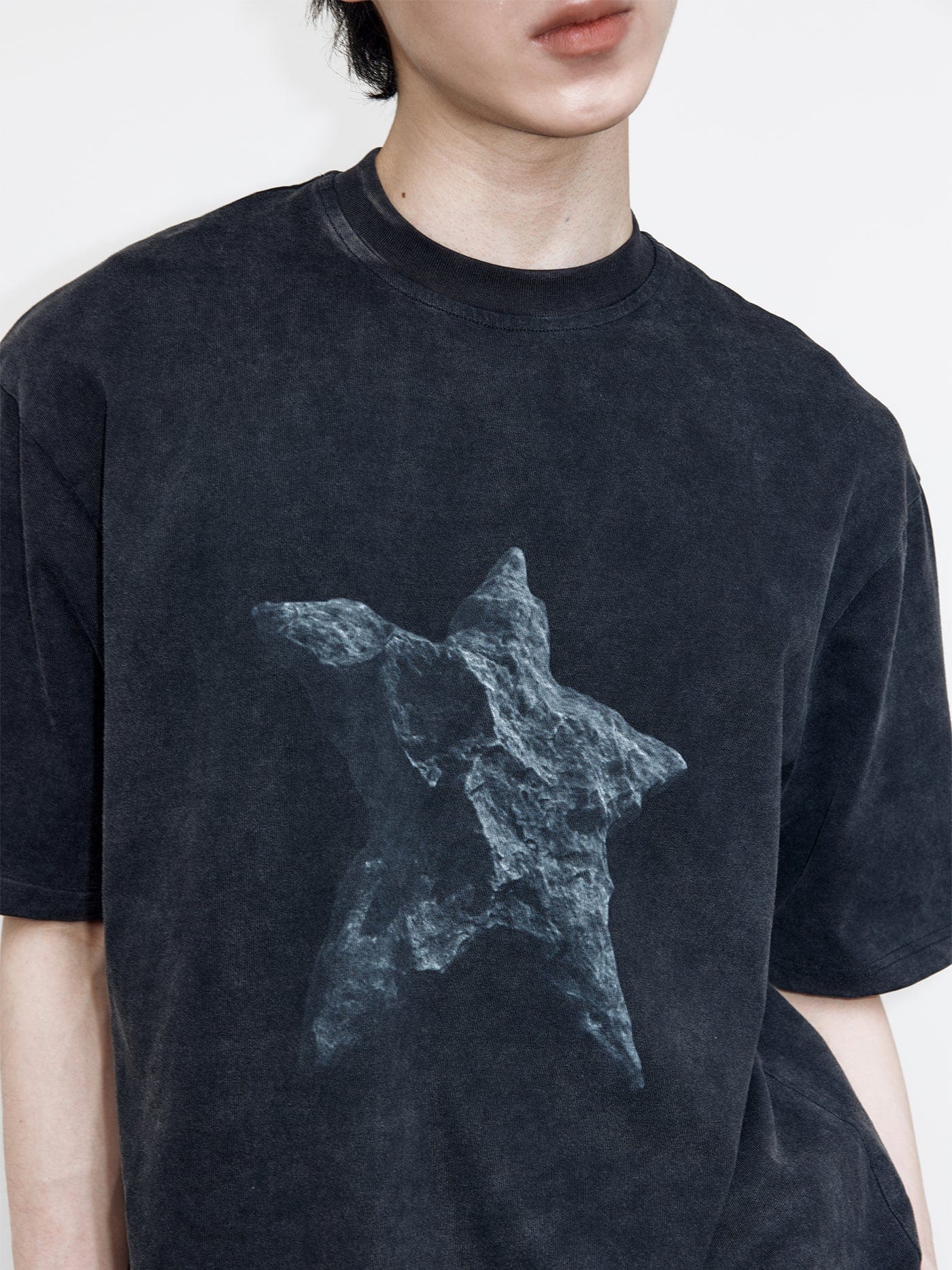 49PERCENT Black Star Stone Washed T-Shirt-T Shirt-XS-Free Shipping Leatheretro
