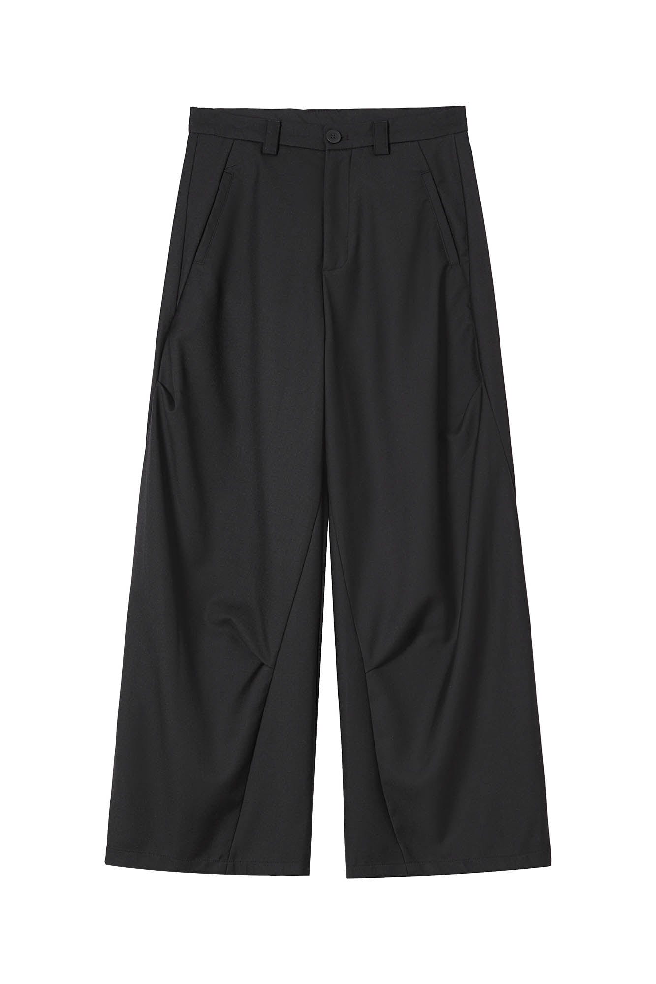 CLP Essential Spliced Crinkled Wide-Leg Trousers-Pants-S-Khaki-Free Shipping Leatheretro