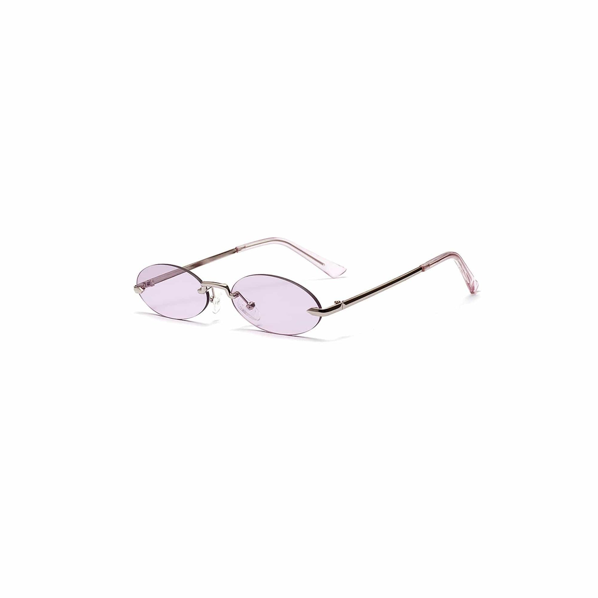 DAMAGE ASIA Oval Rimless Translucent Sunglasses-Sunglasses-Purple-Free Shipping Leatheretro