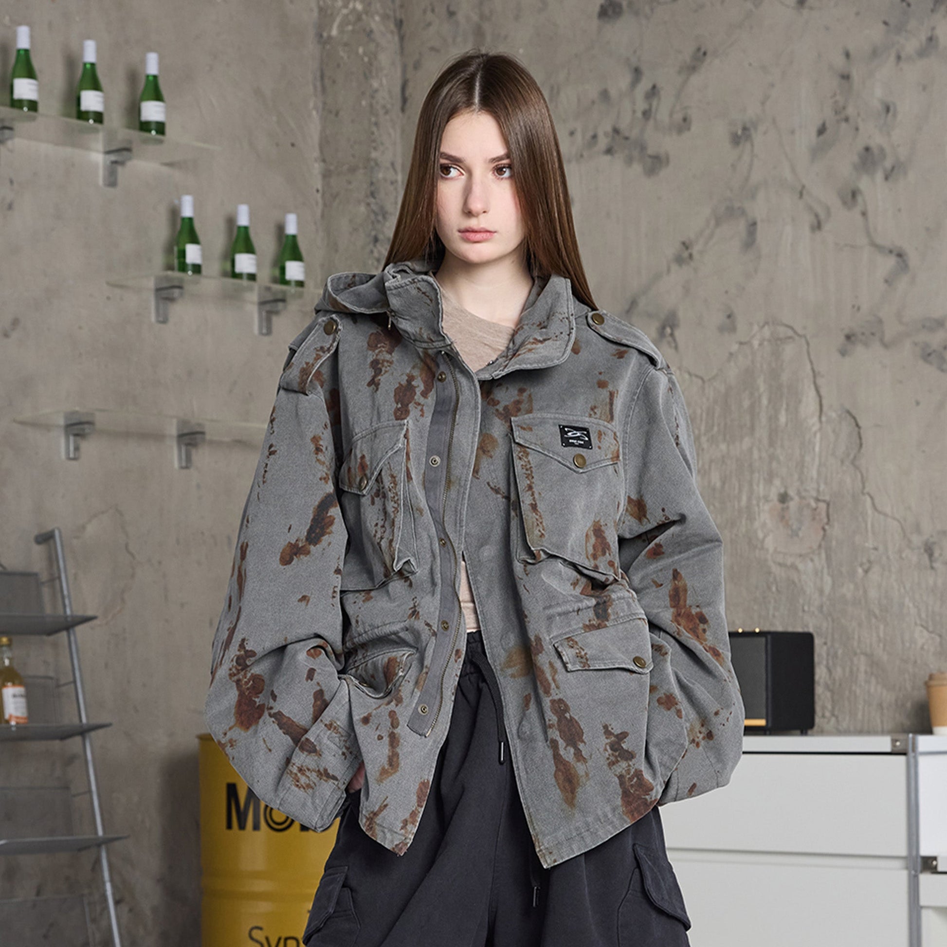 ERROR CODE ROBOT Washed Rust Multi-Pocket Jacket-Jacket-S-Free Shipping Leatheretro