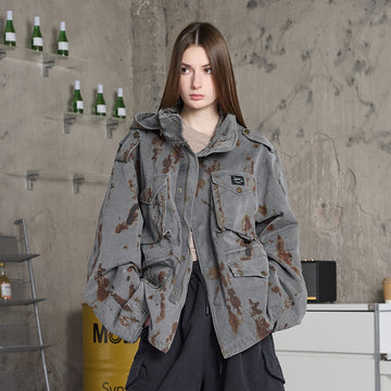 ERROR CODE ROBOT Washed Rust Multi-Pocket Jacket-Jacket-S-Free Shipping Leatheretro