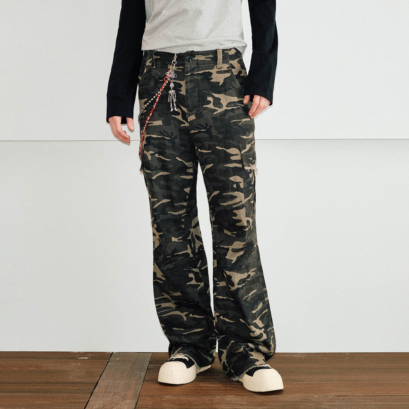 KREATE Camo Frayed Cargo-Pants-S-Free Shipping Leatheretro