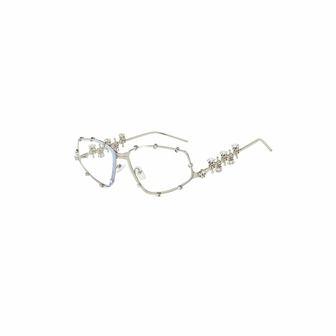 DAMAGE ASIA Embellished Crystal-Rim Angular Glasses-Other Accessories-One size-Free Shipping Leatheretro