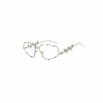 DAMAGE ASIA Embellished Crystal-Rim Angular Glasses-Other Accessories-One size-Free Shipping Leatheretro