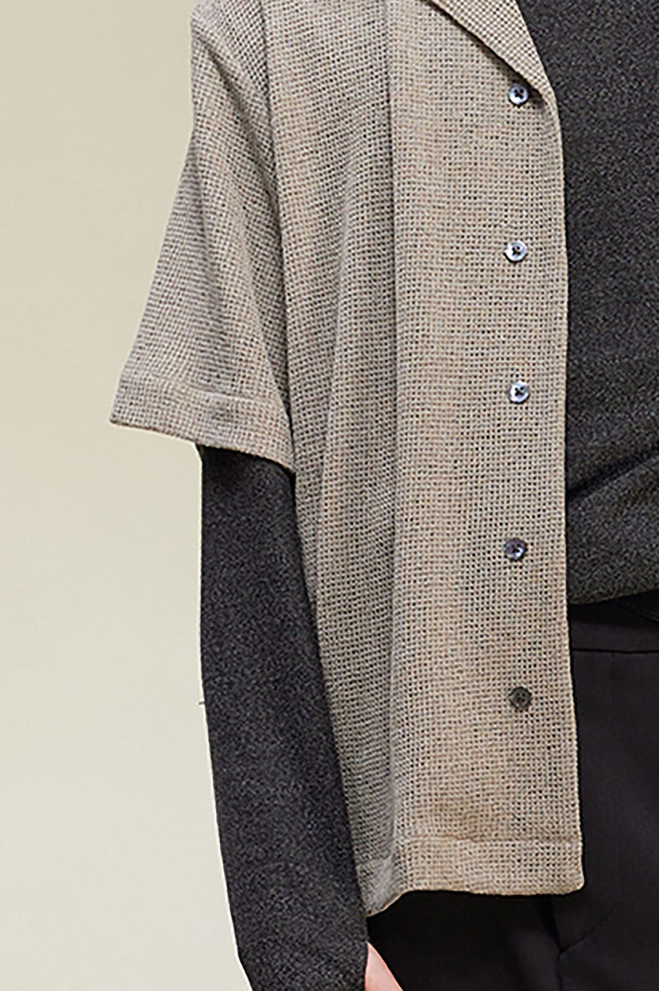 ALVNG AR ANTS Contrast Collar Knitted Texture Half Shirt-Half shirt-S-Gray-Free Shipping Leatheretro