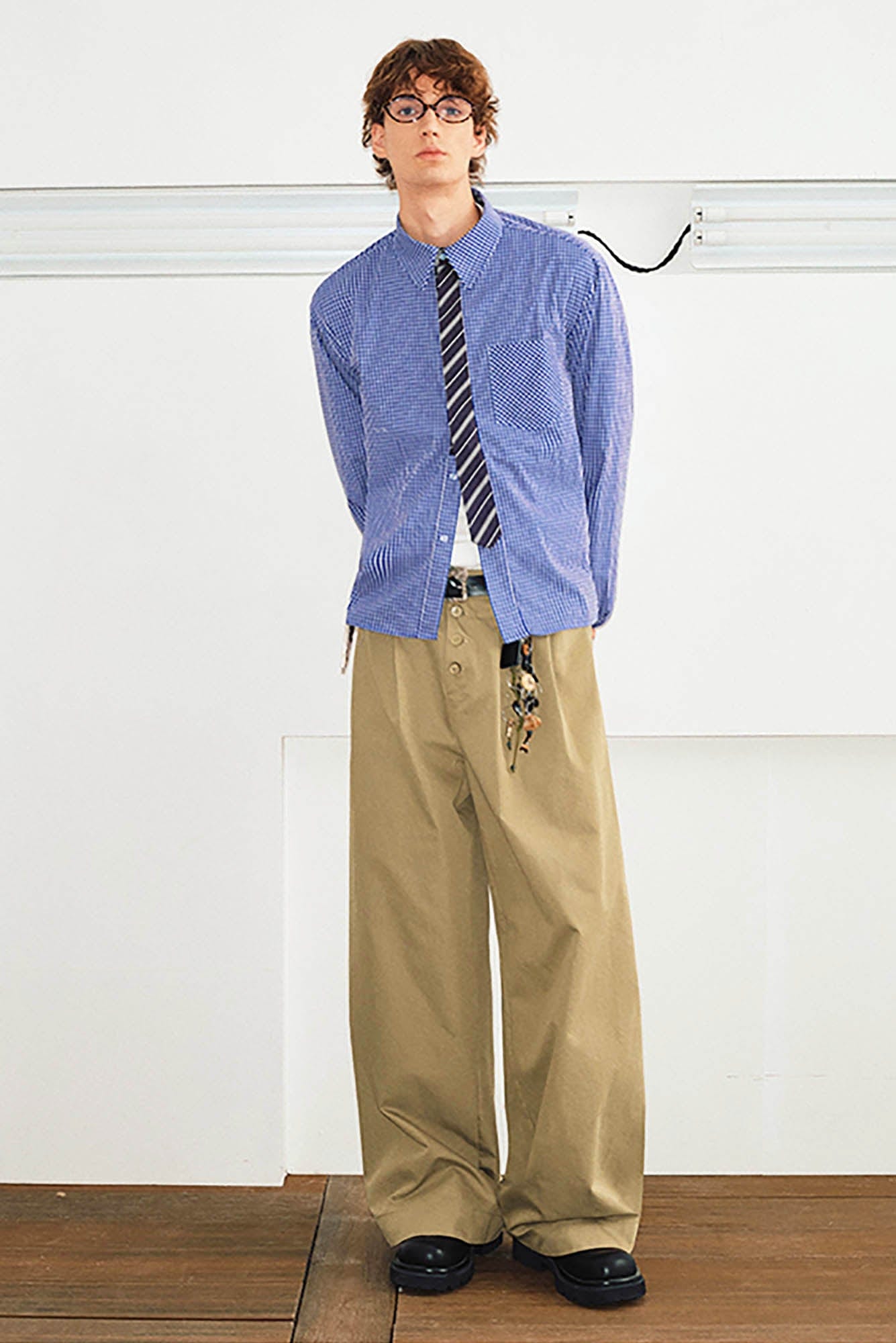 KREATE Crinkled Button-Fly Wide-Leg Pants-Pants-S - 30"-Black-Free Shipping Leatheretro