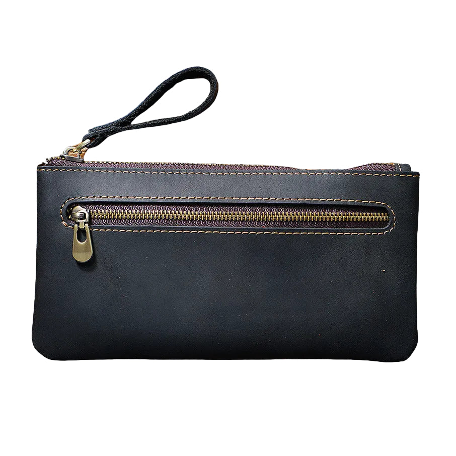 Retro Crazy Horse Leather Pencil Case - Creative Portable Hand Grip Buggy Bag-Pencil Case-Black-Free Shipping Leatheretro