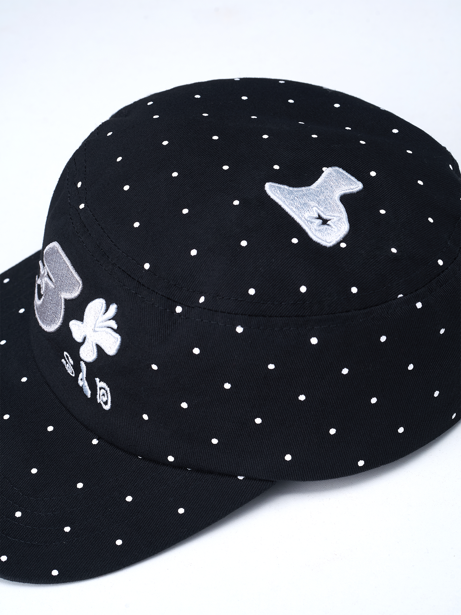 SANB Polka Dot Embroidered Pillbox Hat-Hat, Cap, Beanie-One Size-Free Shipping Leatheretro