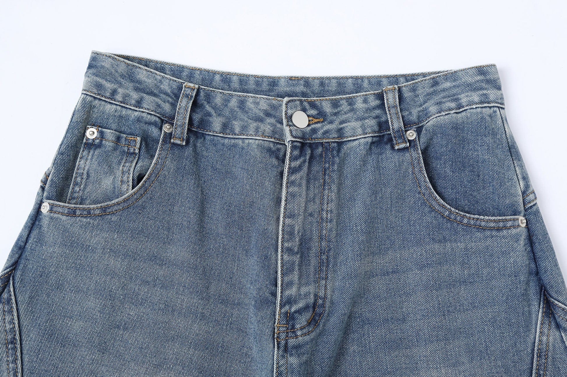 CLP Inverted-Waist Hem Paneled Distressed Jeans-Jeans-M-Free Shipping Leatheretro