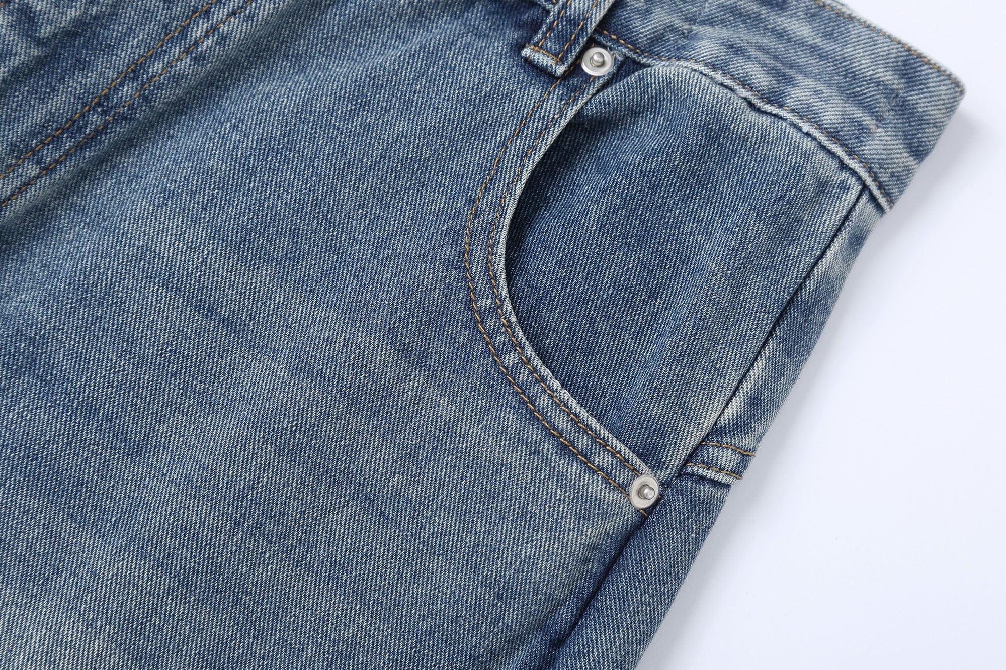 CLP Inverted-Waist Hem Paneled Distressed Jeans-Jeans-M-Free Shipping Leatheretro