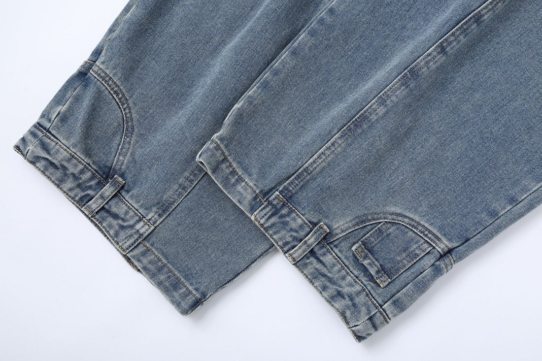 CLP Inverted-Waist Hem Paneled Distressed Jeans-Jeans-M-Free Shipping Leatheretro