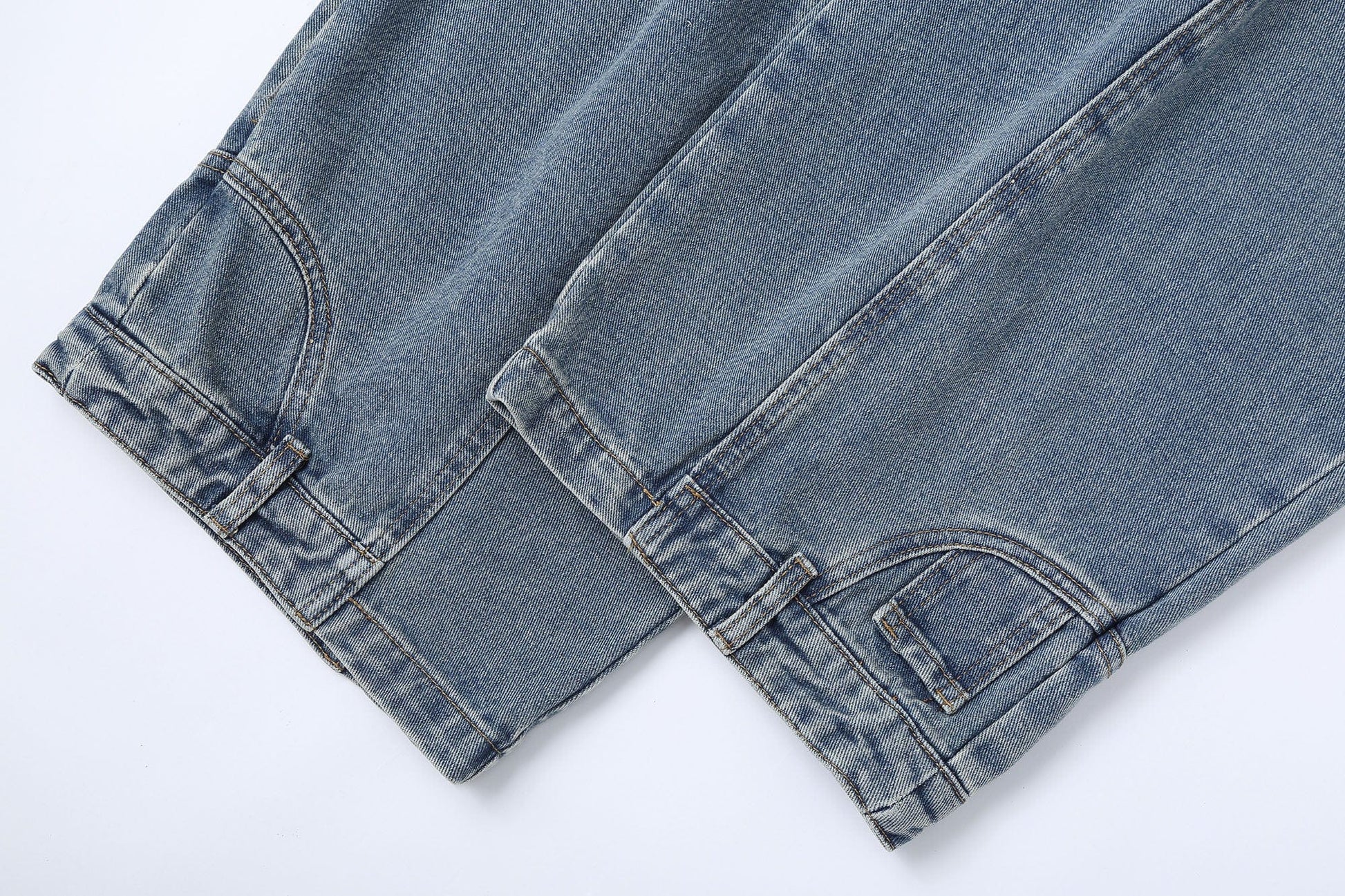 CLP Inverted-Waist Hem Paneled Distressed Jeans-Jeans-M-Free Shipping Leatheretro