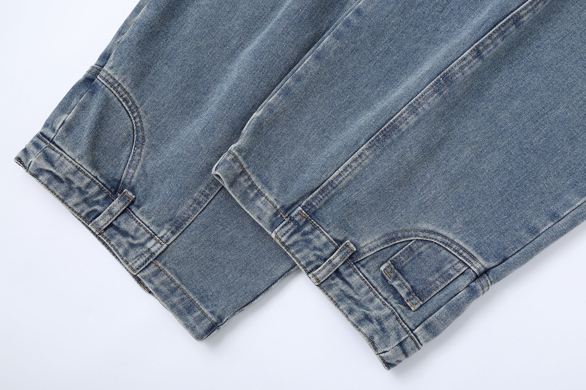 CLP Inverted-Waist Hem Paneled Distressed Jeans-Jeans-M-Free Shipping Leatheretro