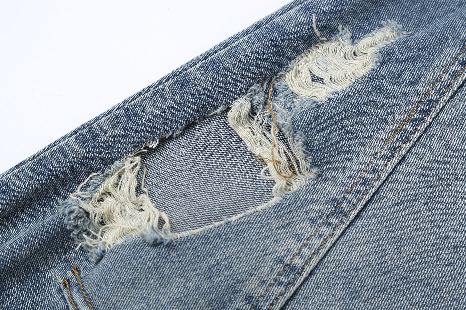 CLP Inverted-Waist Hem Paneled Distressed Jeans-Jeans-M-Free Shipping Leatheretro