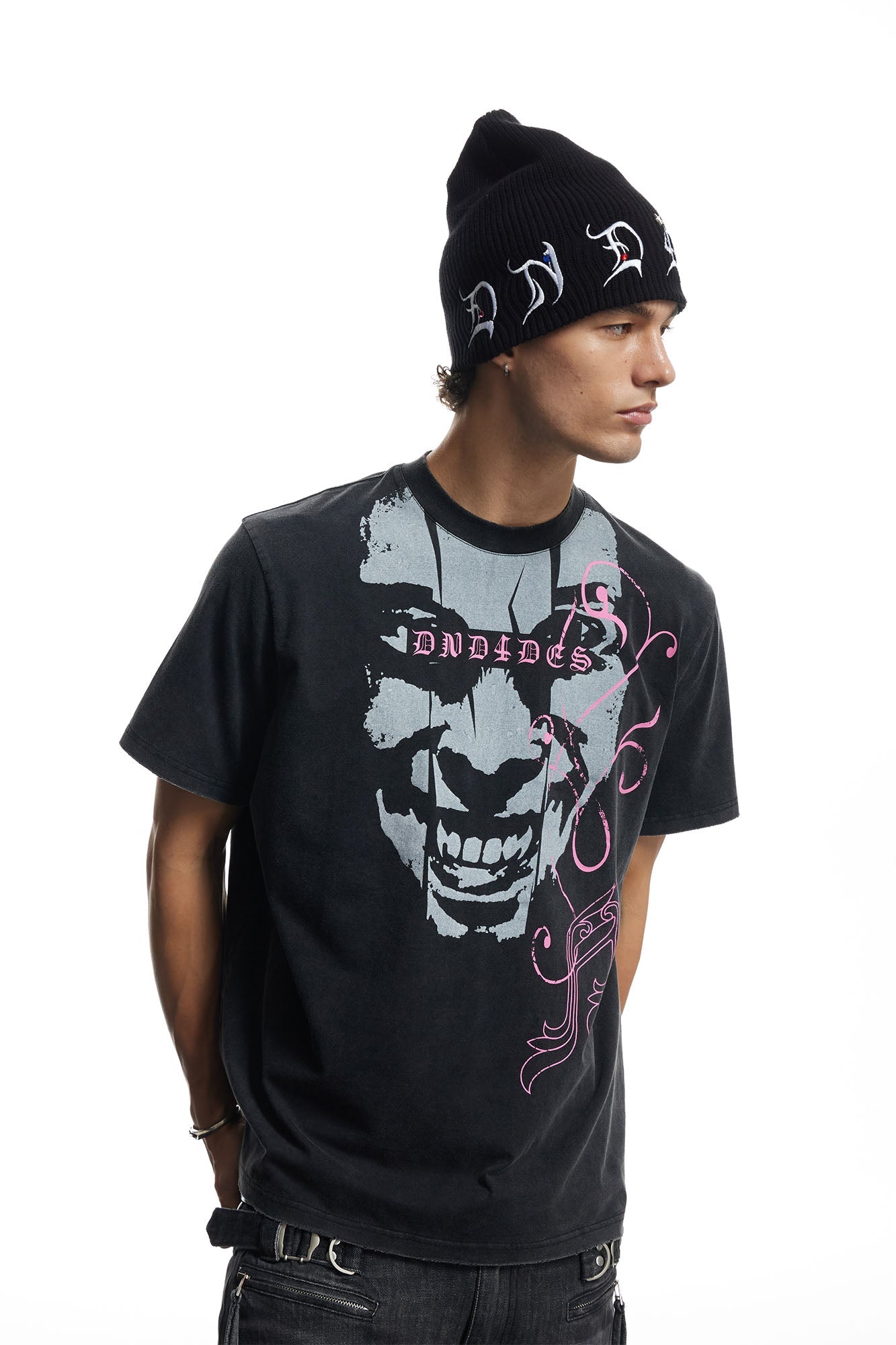 DND4DES Washed Punk Graphic T-Shirt-T Shirt-S-Free Shipping Leatheretro