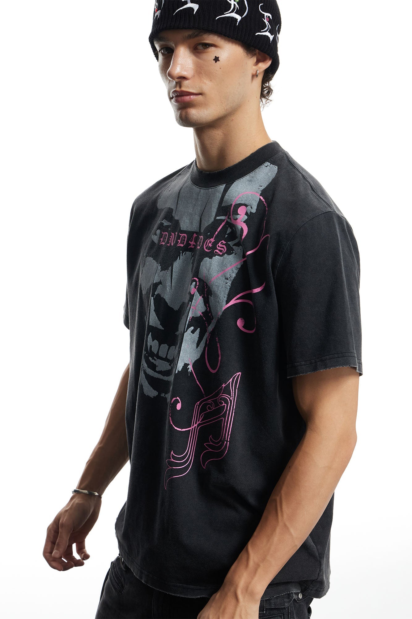 DND4DES Washed Punk Graphic T-Shirt-T Shirt-S-Free Shipping Leatheretro
