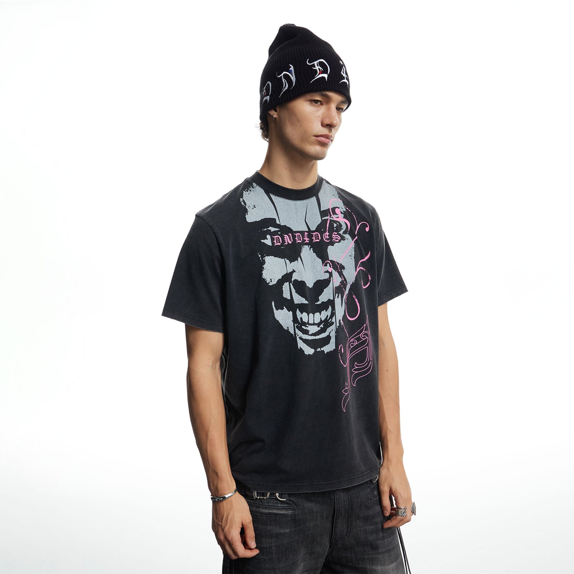 DND4DES Washed Punk Graphic T-Shirt-T Shirt-S-Free Shipping Leatheretro